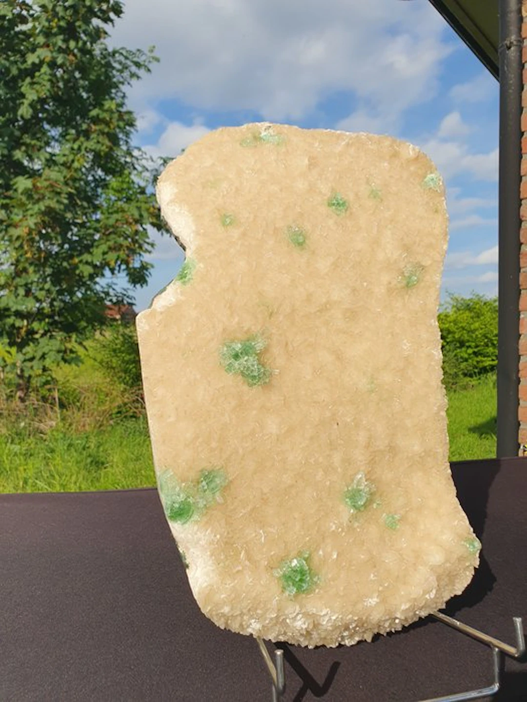 Rare Green Apophyllite Disco Ball Crystals on White Stilbite