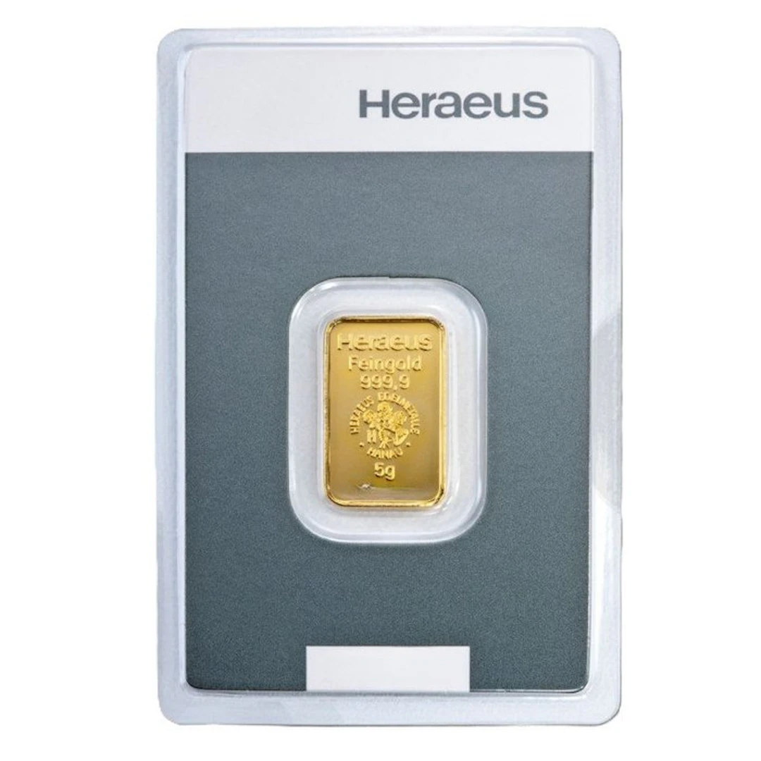5 grams - Gold .999 - Heraeus - Sealed & with certificate