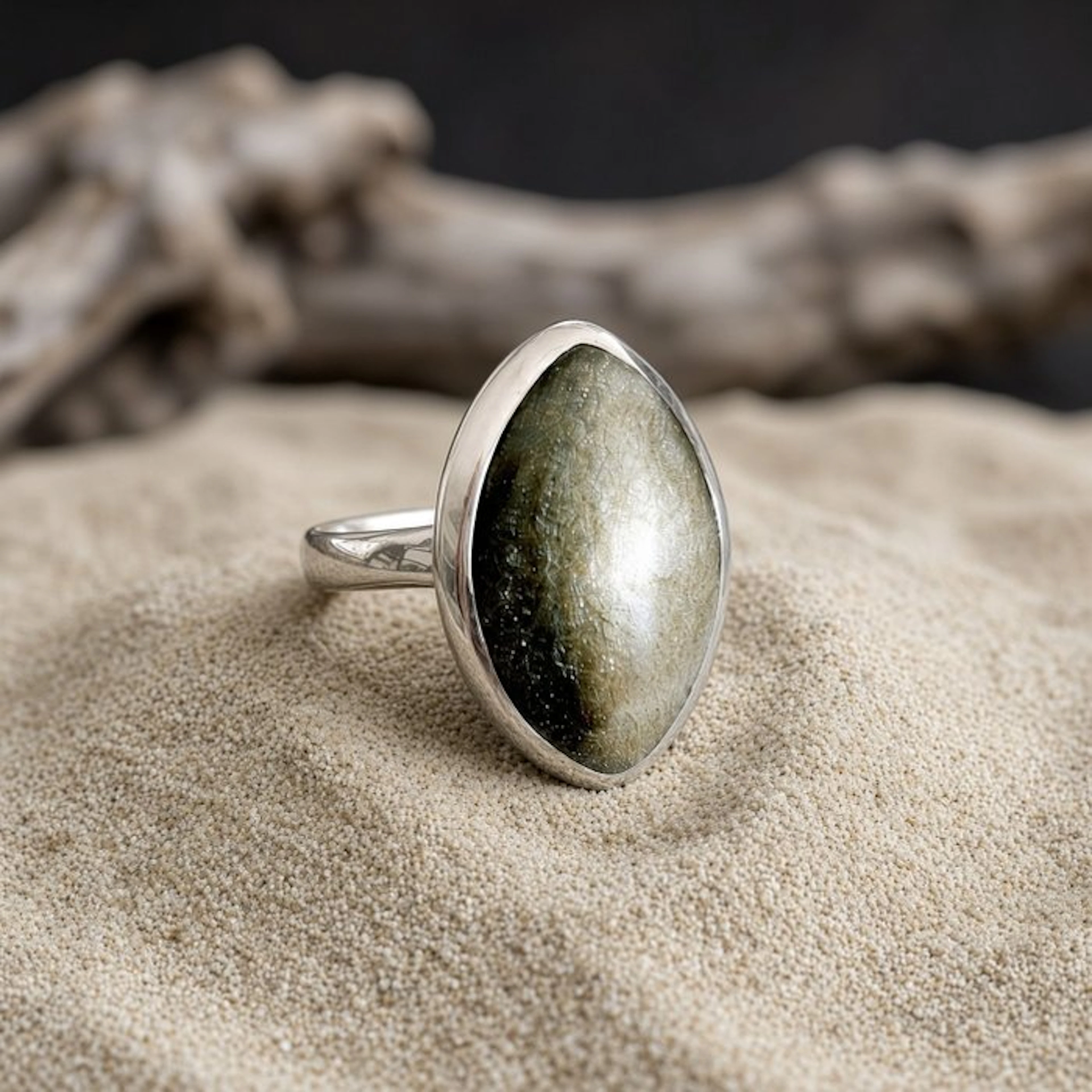 Golden obsidian ring