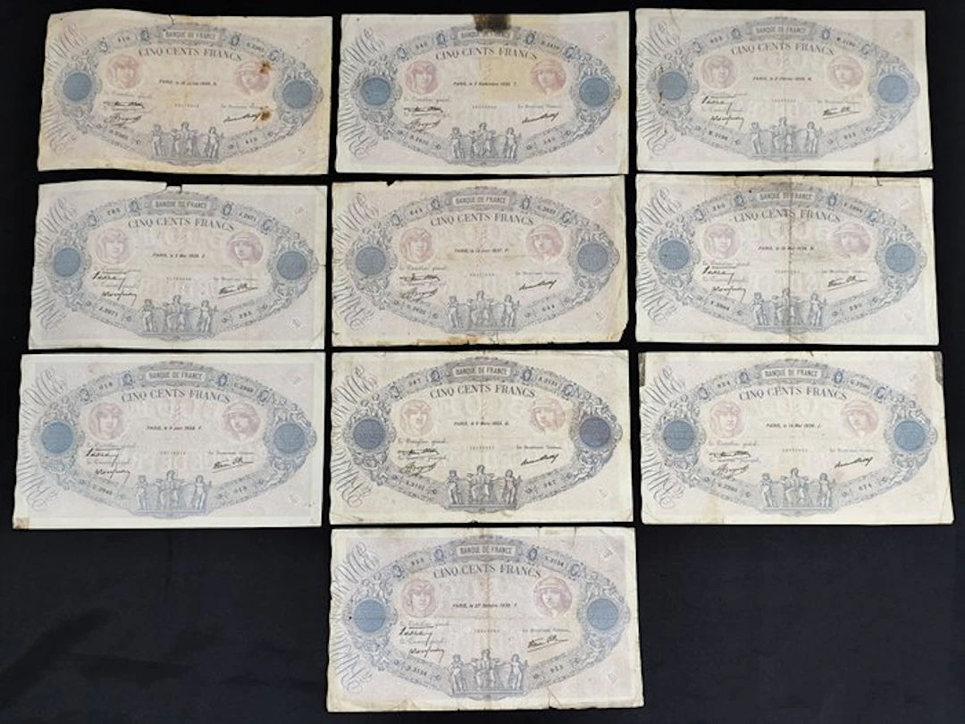 France. - 10 x 500 Francs - various dates (No reserve price)