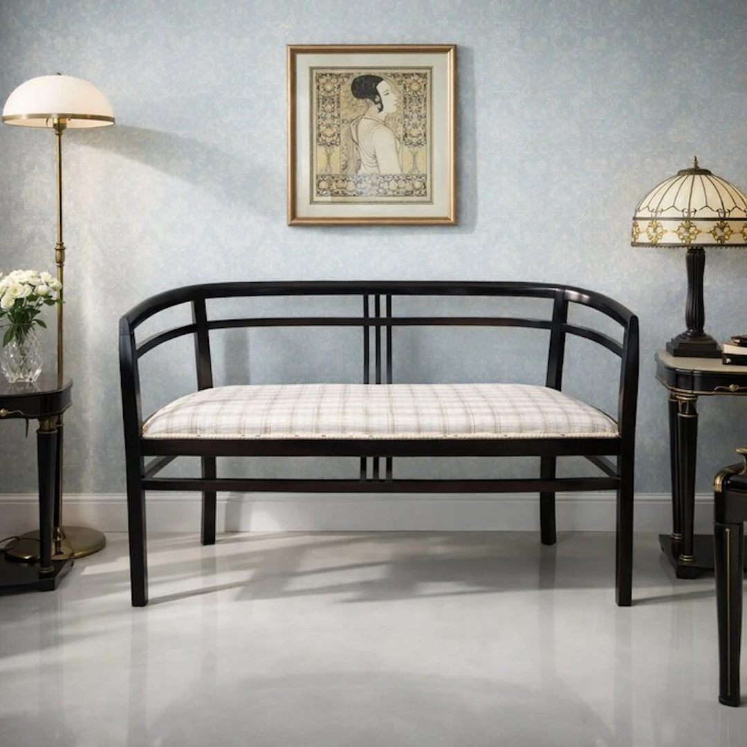 Manifattura Italiana - Sofa - Wood, Cotton - Viennese Secession bench