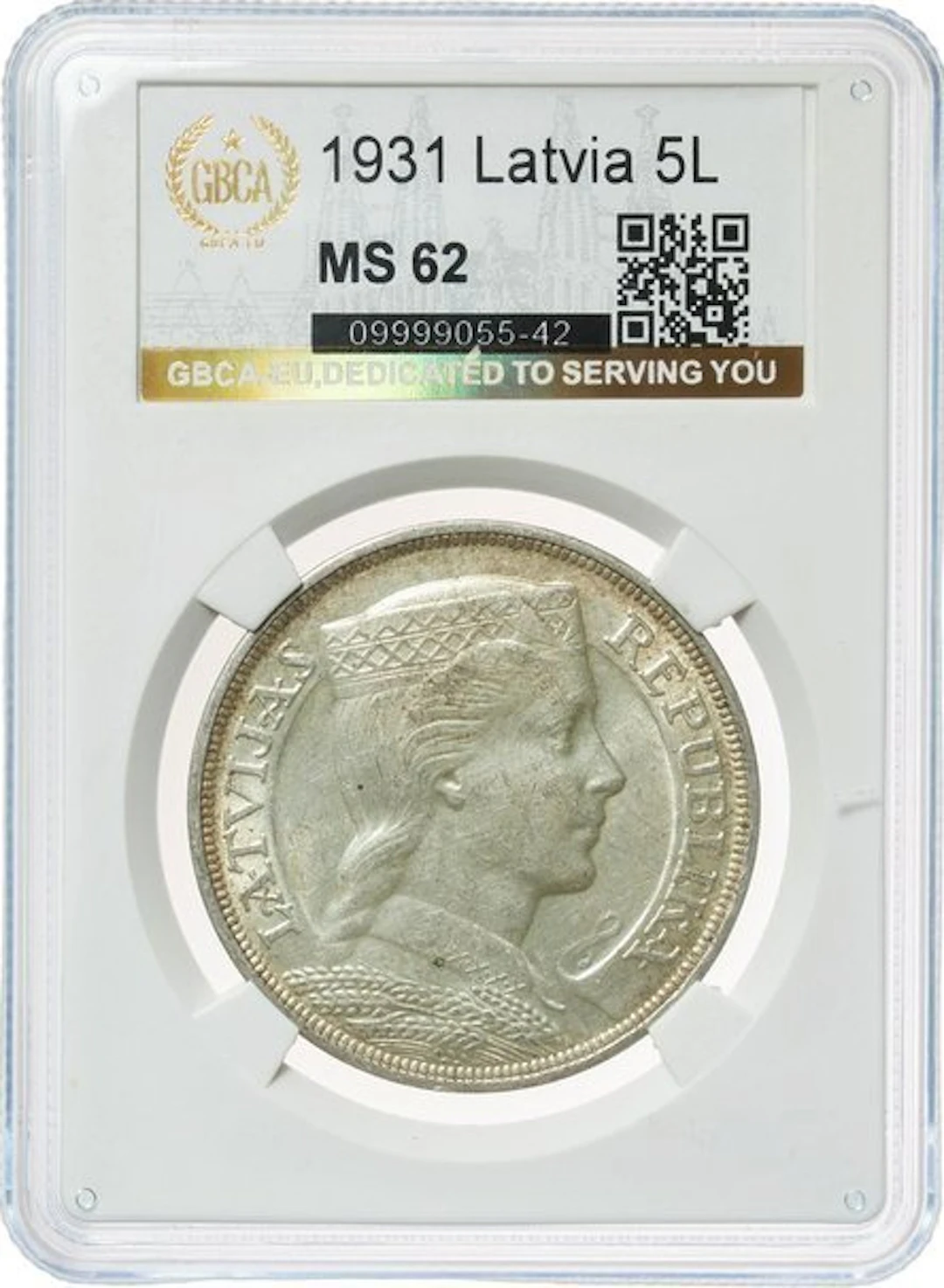 Latvia. 5 Lati 1931 - MS62