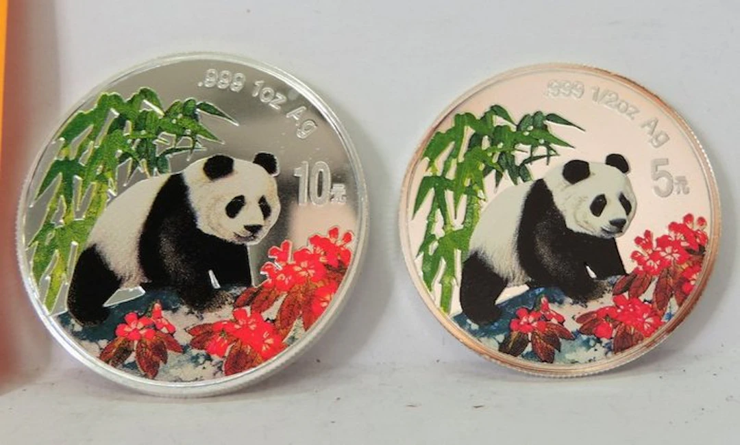 China. 5, 10 Yuan 1997 "Panda", Lotto 2 monete (No reserve price)