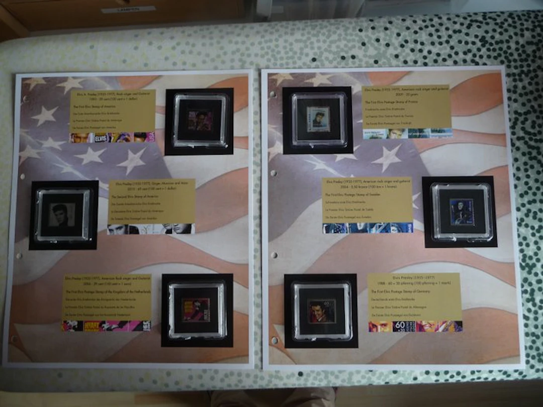 United States - COMPLETE SET OF 6 SILVER-PLATED ELVIS PRESLEY STAMPS.