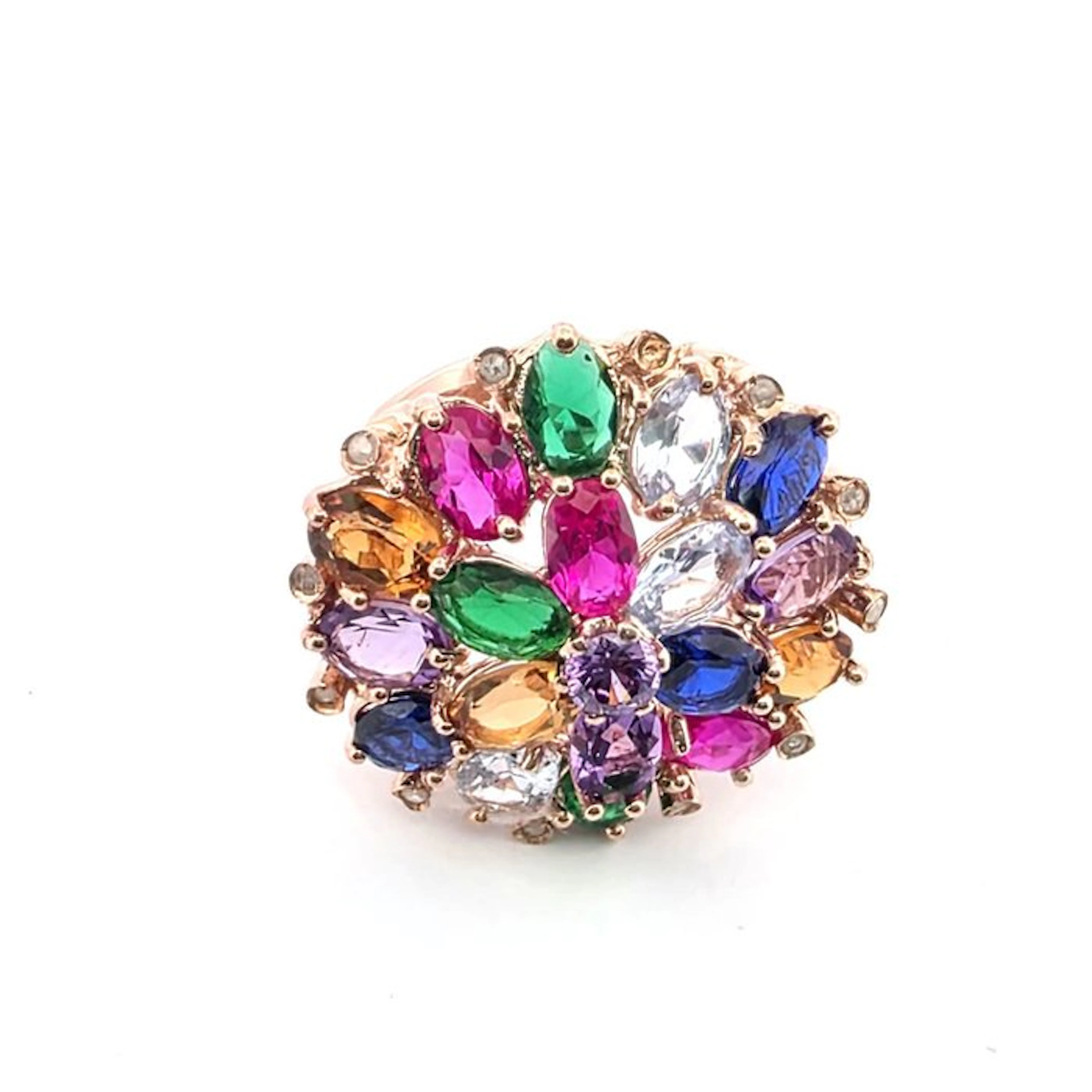 No reserve price - Ring - 9 kt. Rose gold, Silver Spinel - Diamond