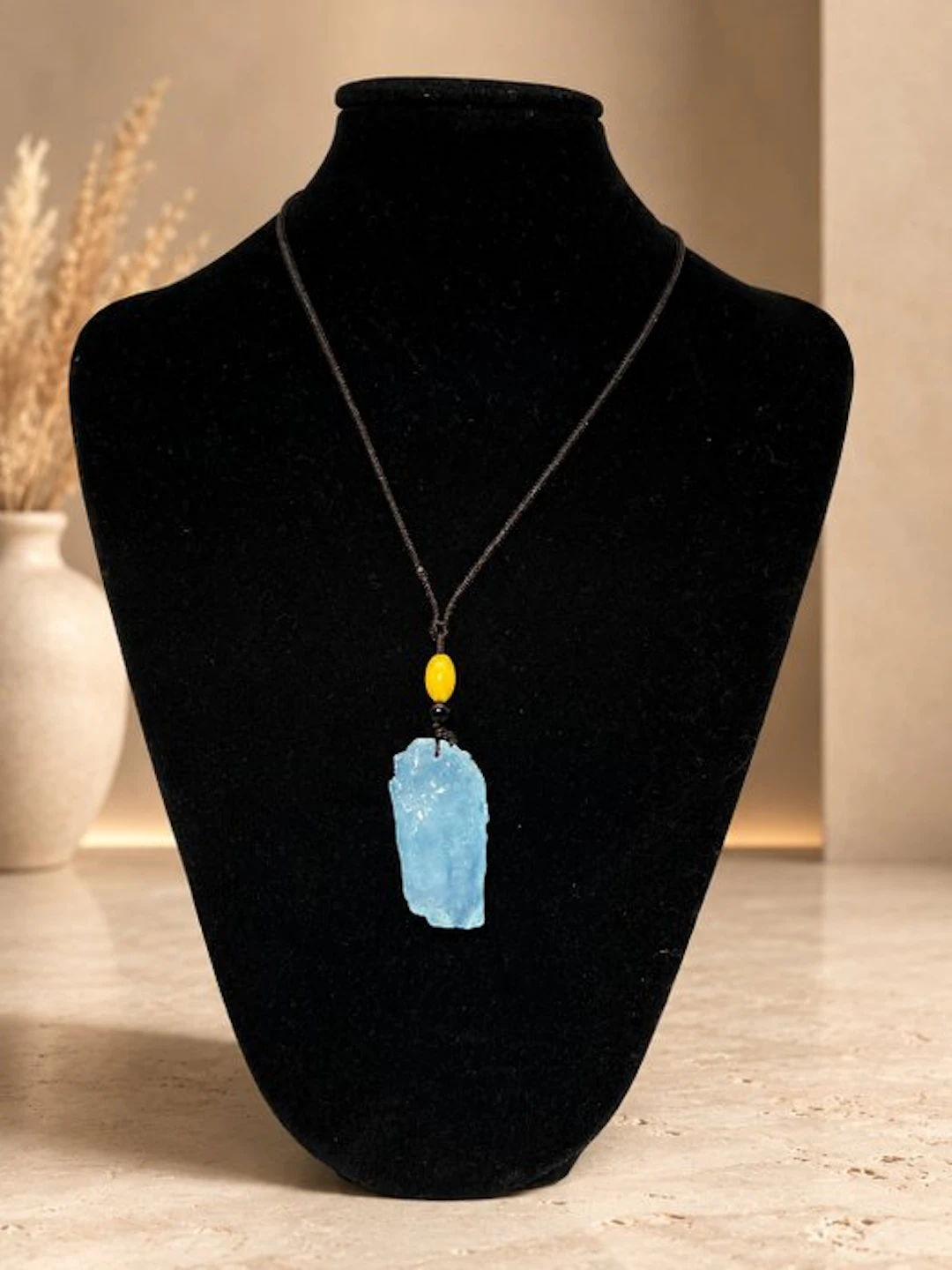 ***NO RESERVE*** Raw Aquamarine Crystal Pendant Necklace...