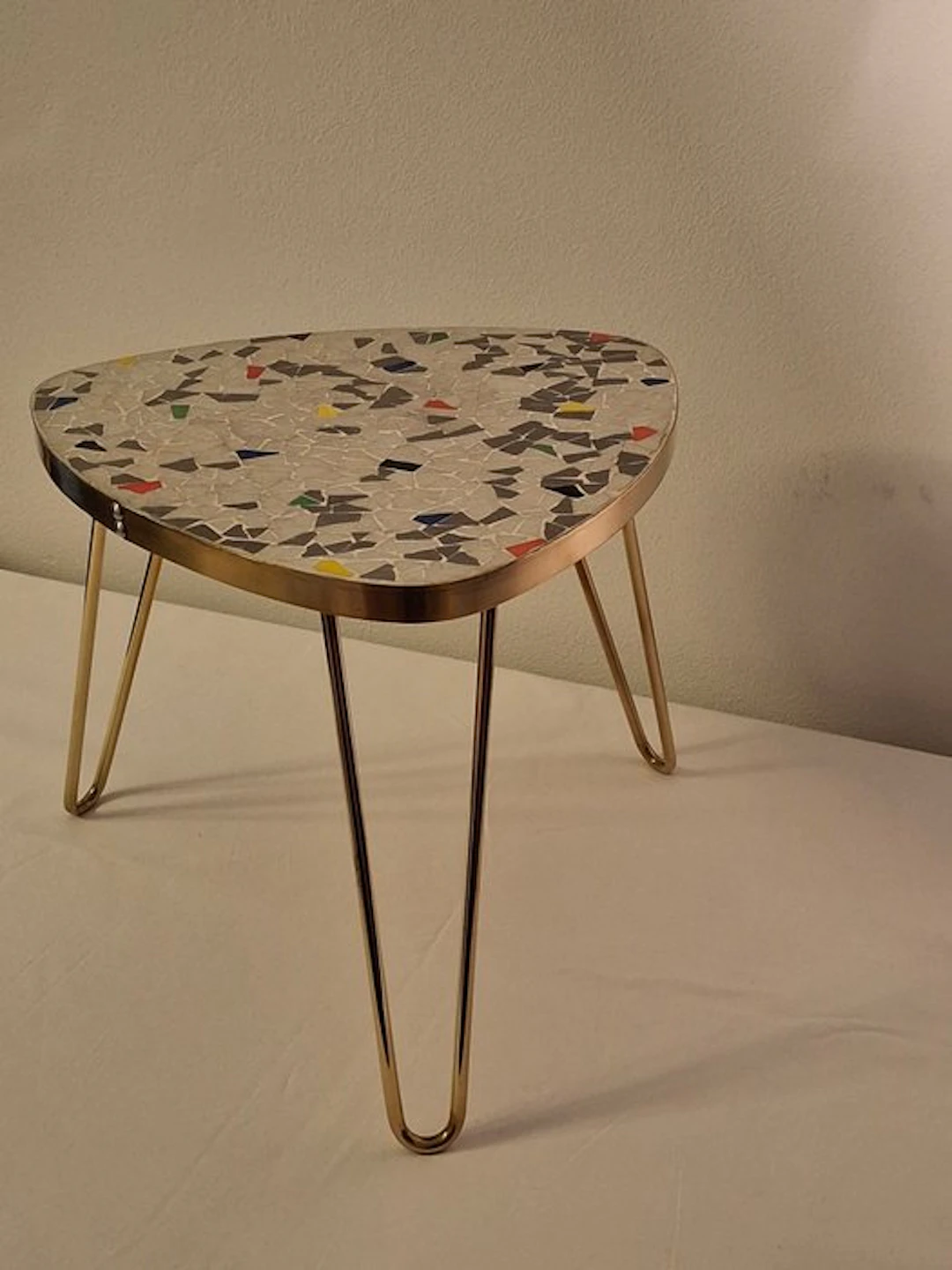 Side table - Brass - Mosaic Brass Flower Stool