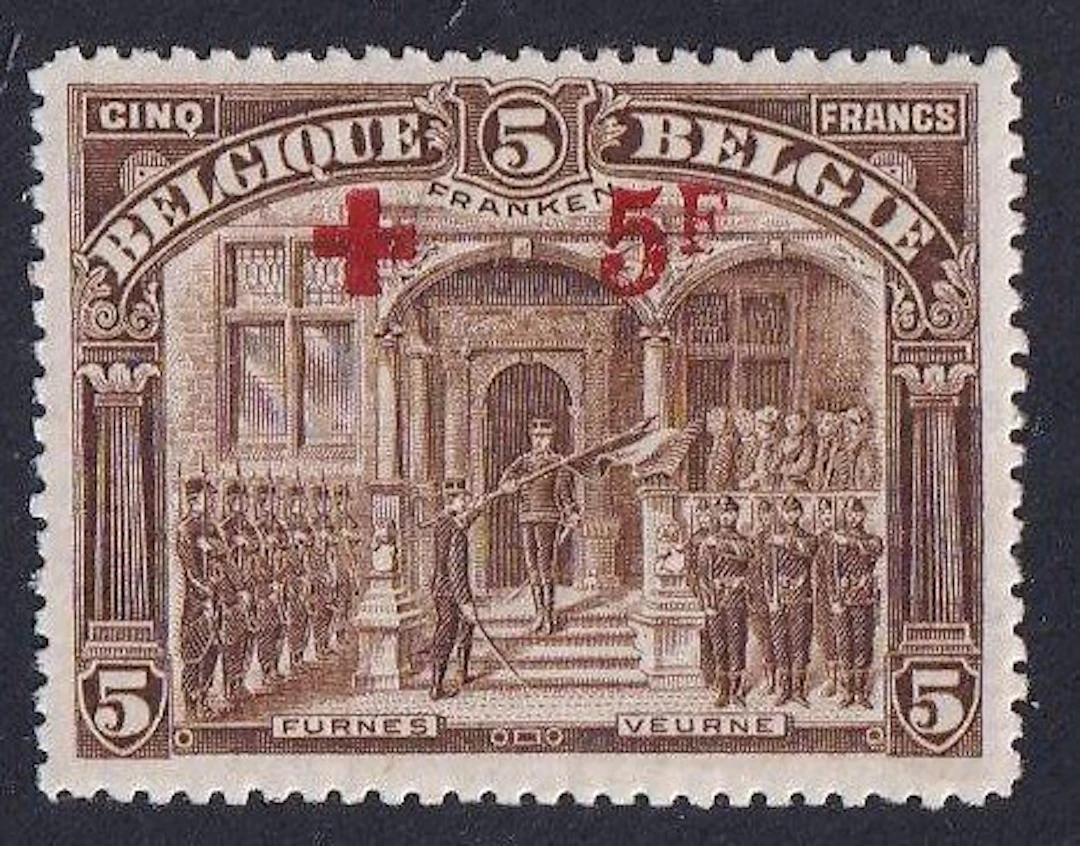 Belgium 1918 - Red Cross 5F+5F Brown - POSTFRIS - OBP/COB 162