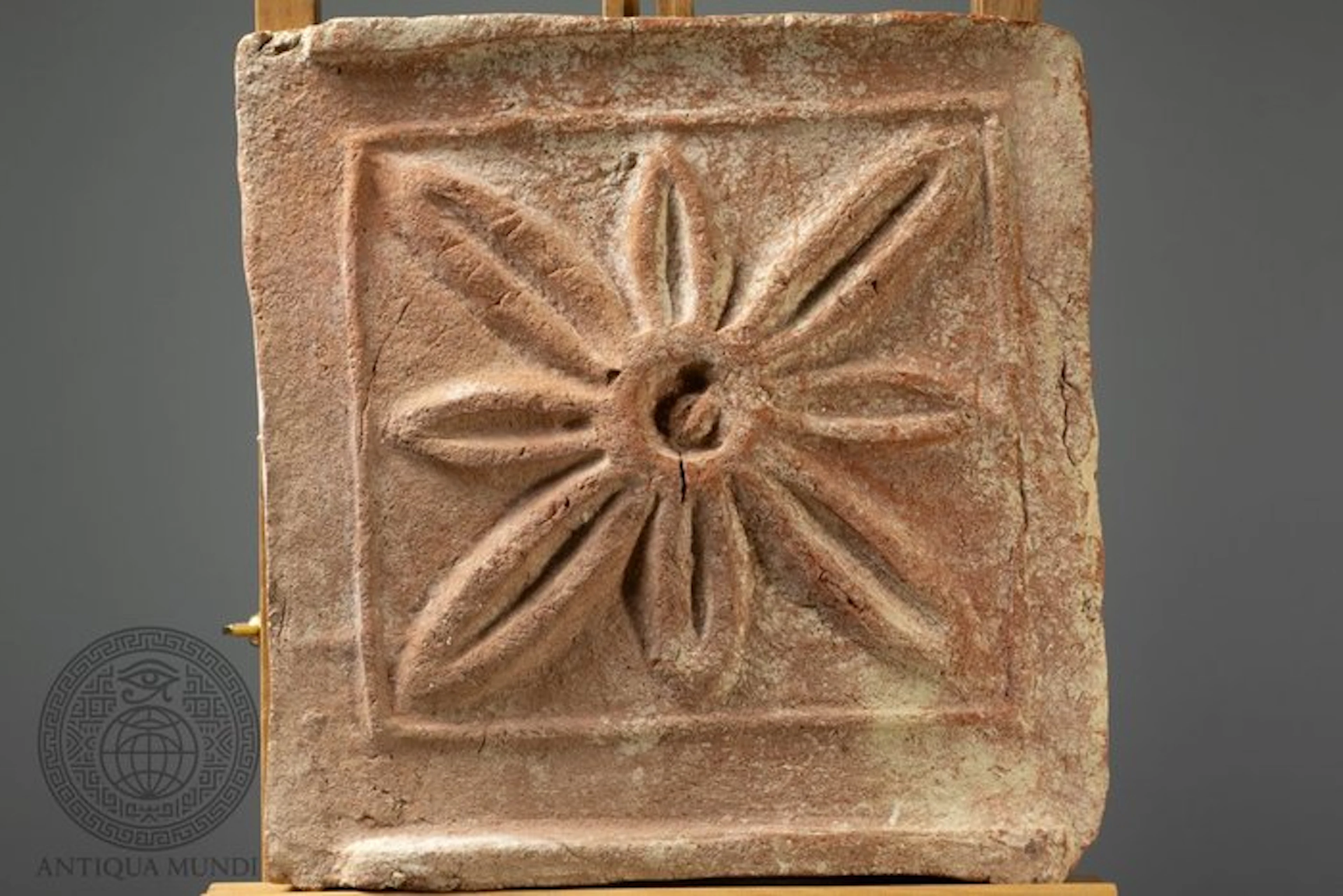 Byzantine Terracotta Architectural Plaque with Floral Rosette Motif - 27 cm