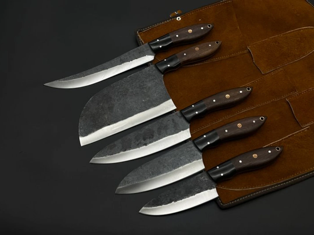 Japanese Style Kitchen Knife SET With Leather BAG...