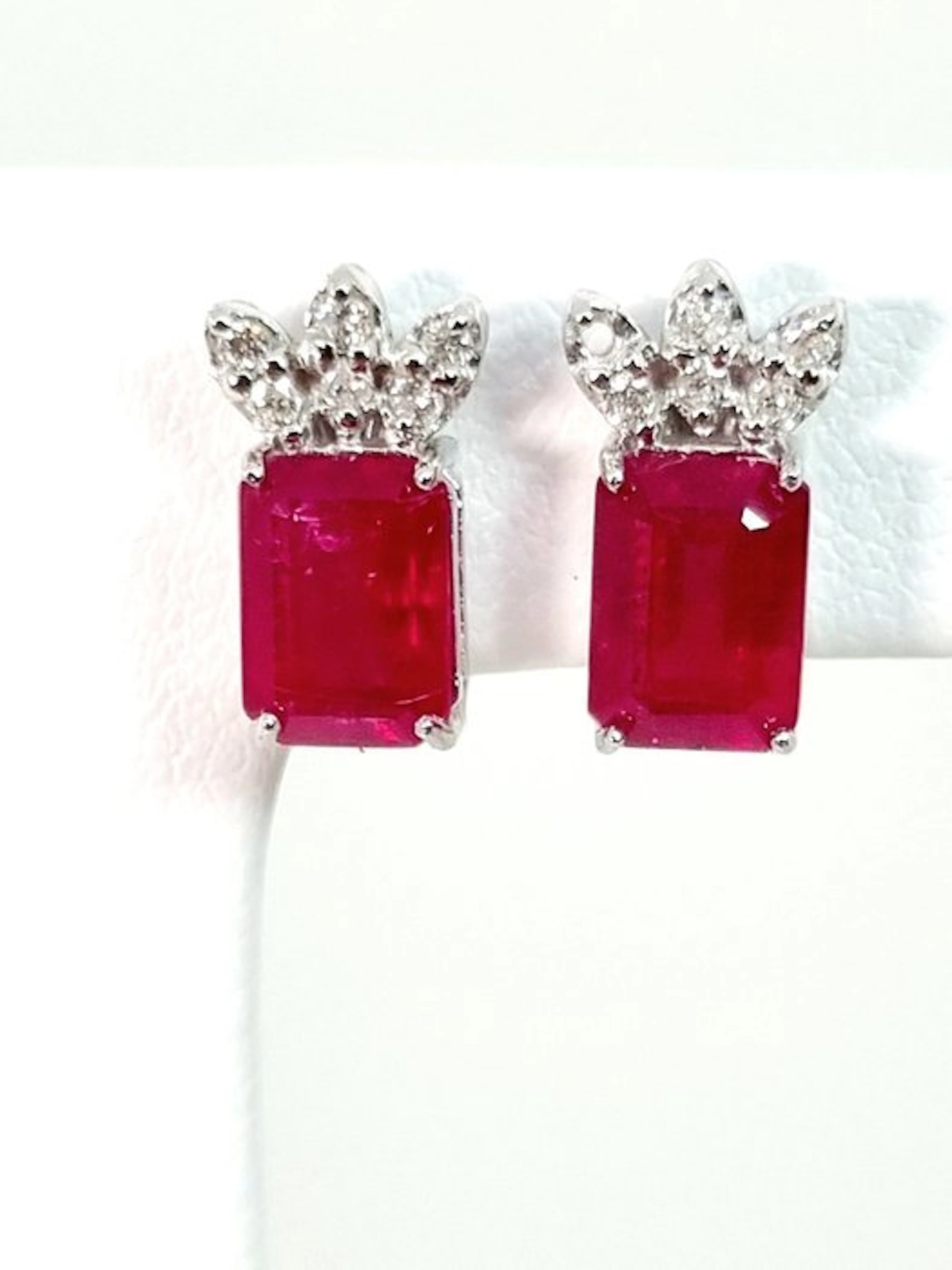 Earrings - 18 kt. White gold Ruby - Diamond