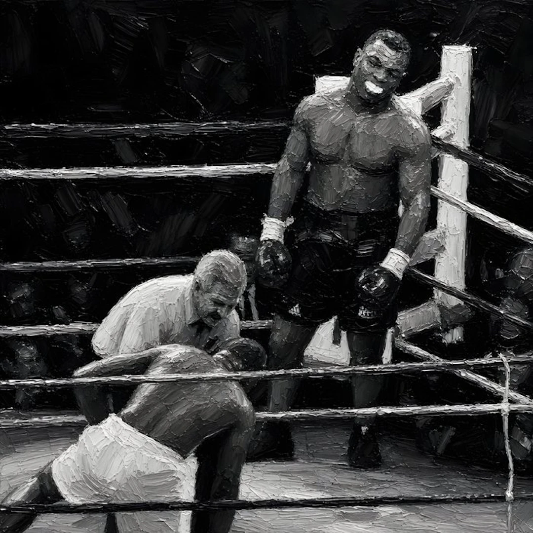 daveY - MIKE TYSON – "UNDISPUTED DOMINANCE" – MONOCHROME IMPASTO PORTRAIT