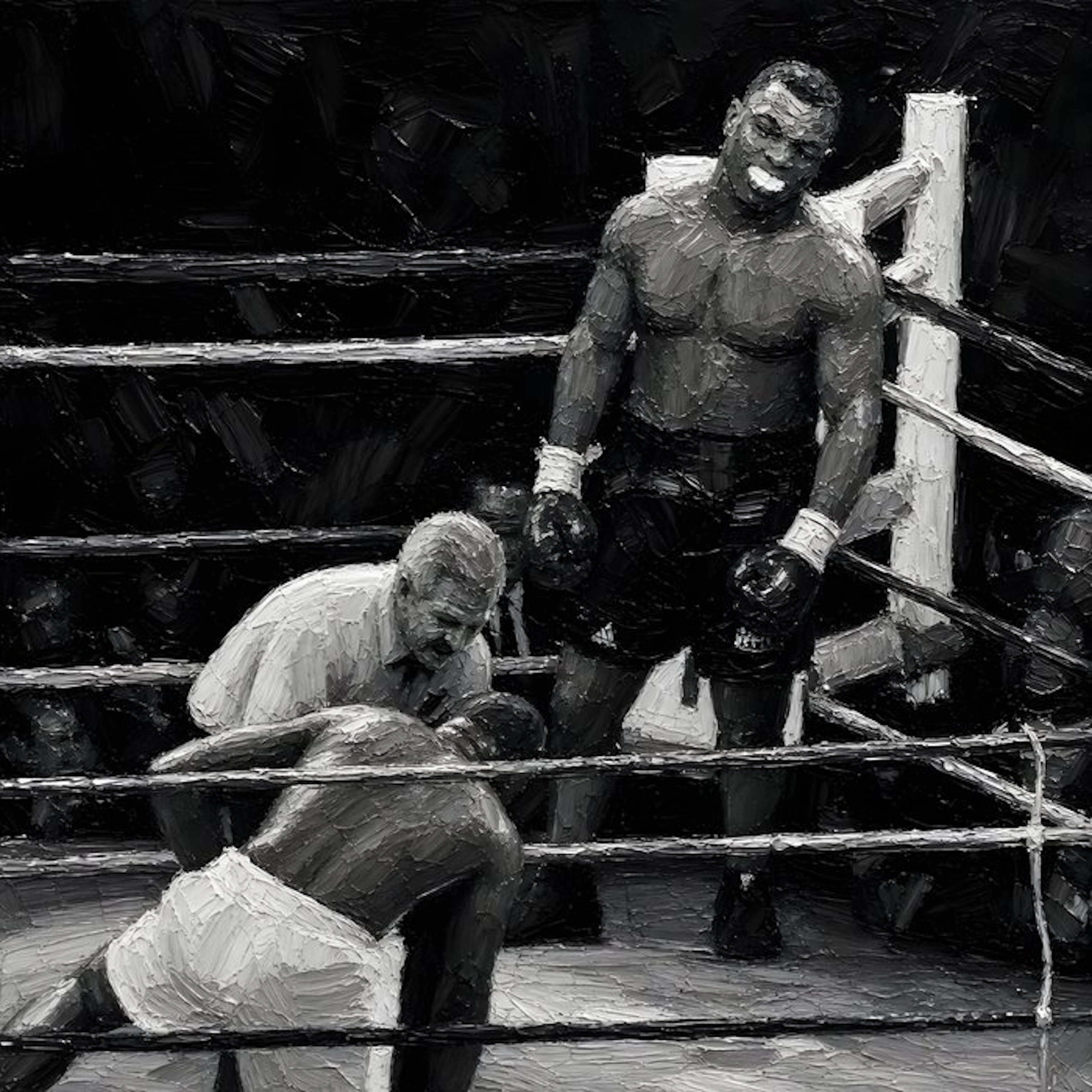 daveY - MIKE TYSON – "UNDISPUTED DOMINANCE" – MONOCHROME IMPASTO PORTRAIT
