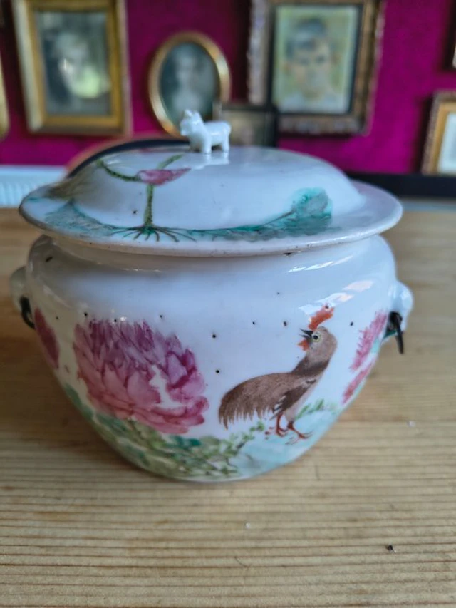 Lidded vase - Porcelain - China - Lidded tin - Kamcheng (No reserve price)