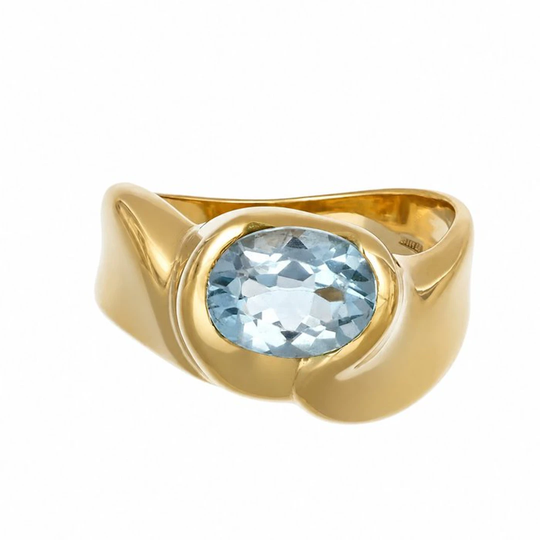 Ring - 18 kt. Yellow gold - 2.00ct. tw. Aquamarine - Made in Italy - Handmade
