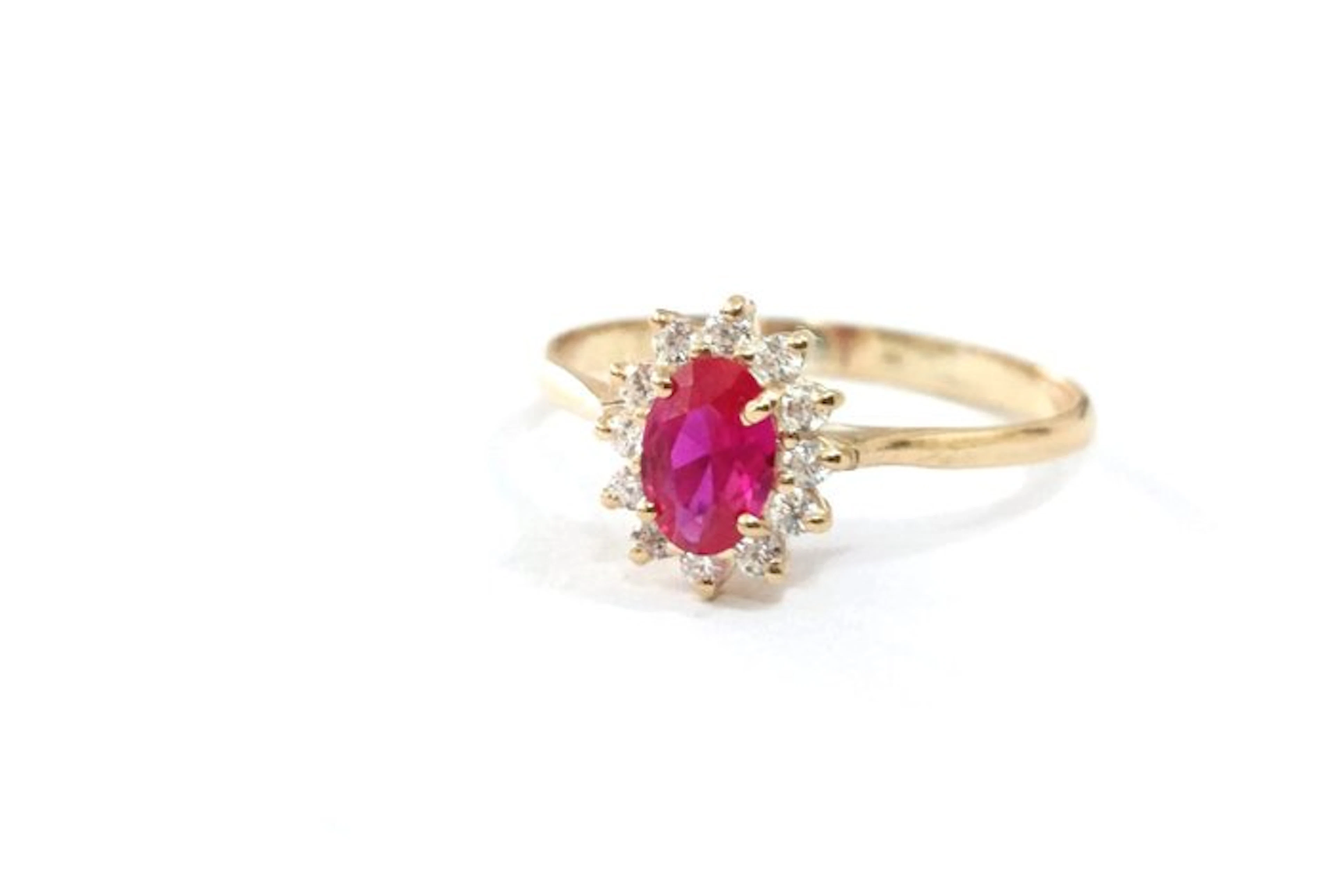 Ring - 18 kt. Yellow gold Diamond (Natural) - Ruby