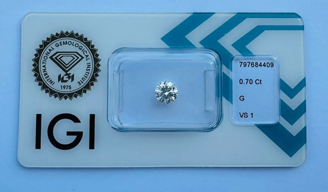 1 pcs Diamond (Natural) - 0.70 ct - Round - G - VS1...
