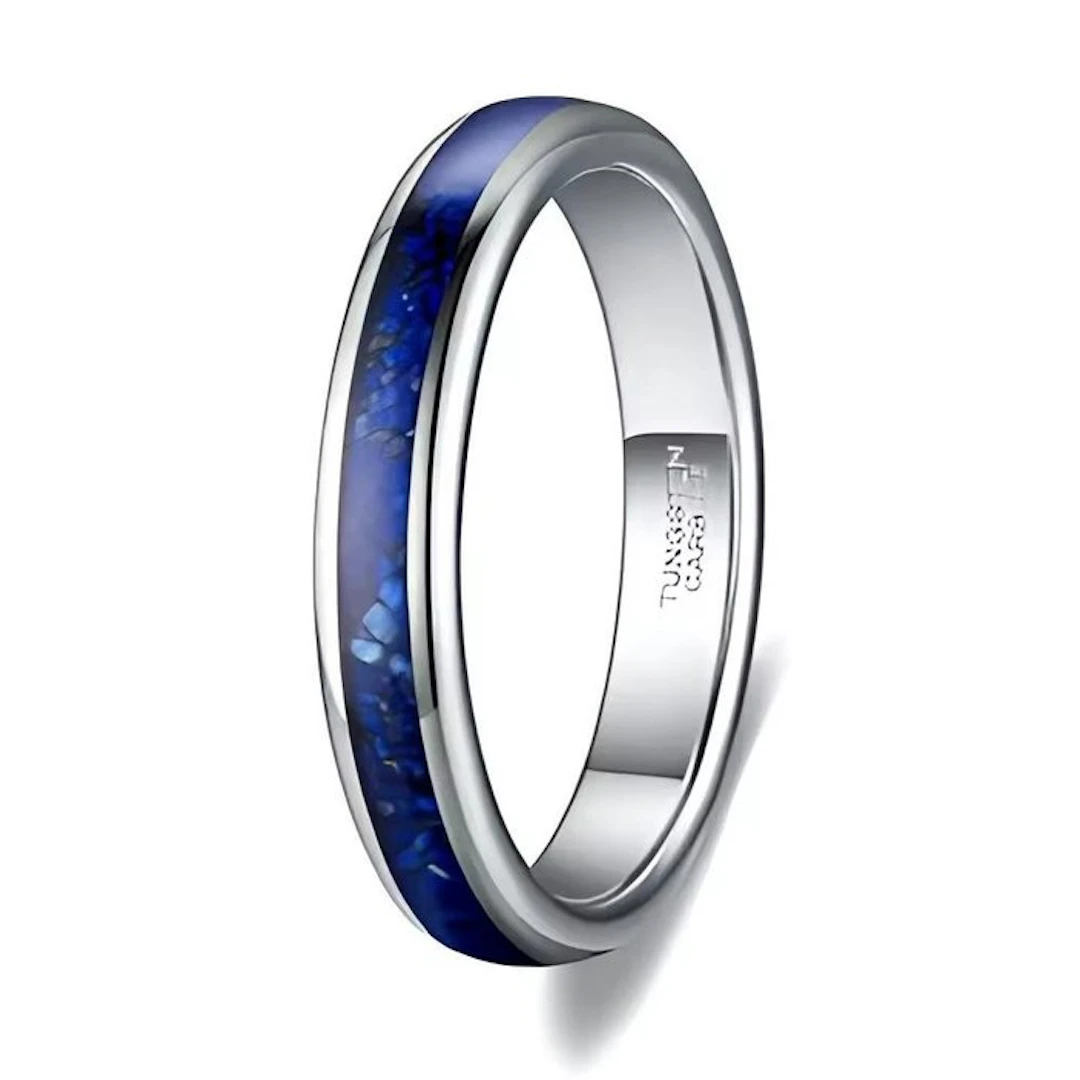 Tungsten Carbide Ring - Precision Laser Crafted Lapis...