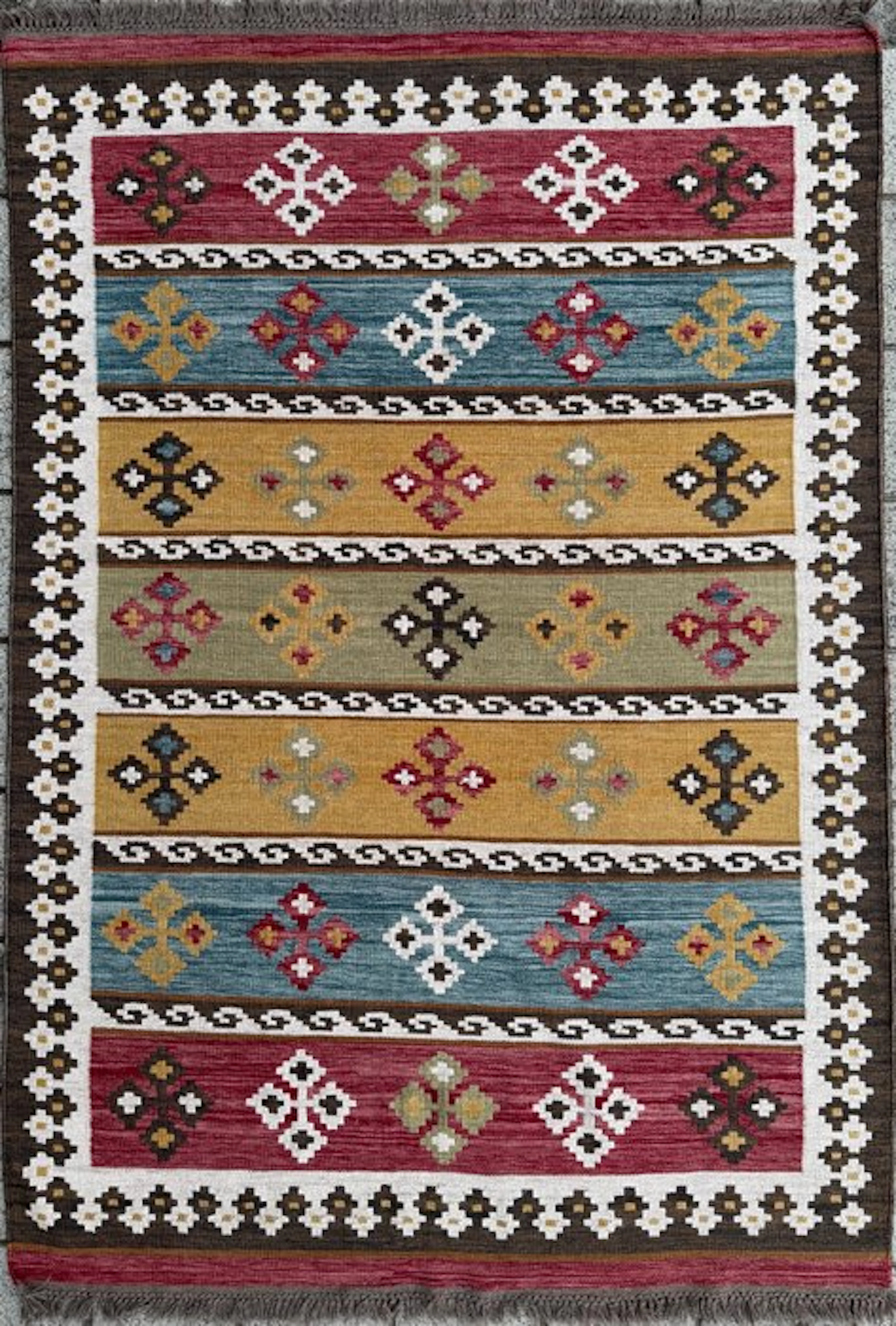 Indo designer kilim - cleaned - handwoven - wool - Kelim - 252 cm - 174 cm