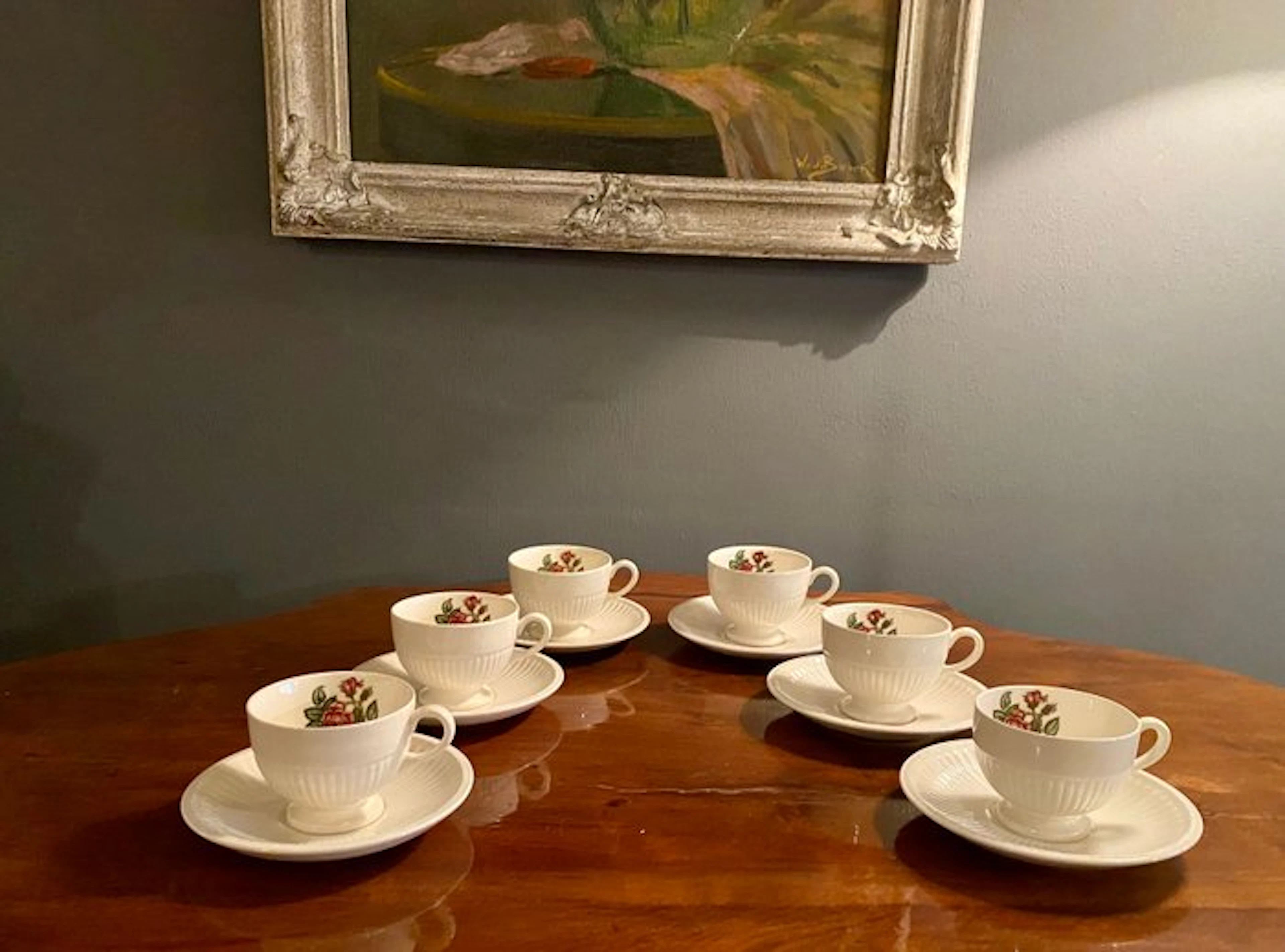 Wedgwood - Tea service (6) - Moss Rose - Queens Ware - Teacups