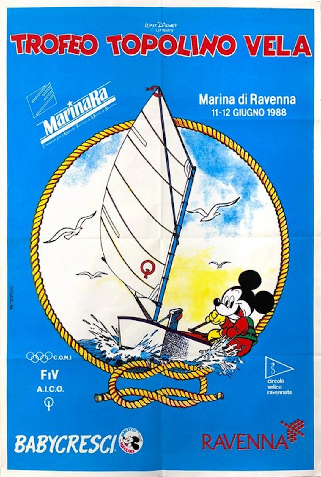 Walt Disney - Offset Print - Topolino - Manifesto Trofeo Topolino Vela - 1988