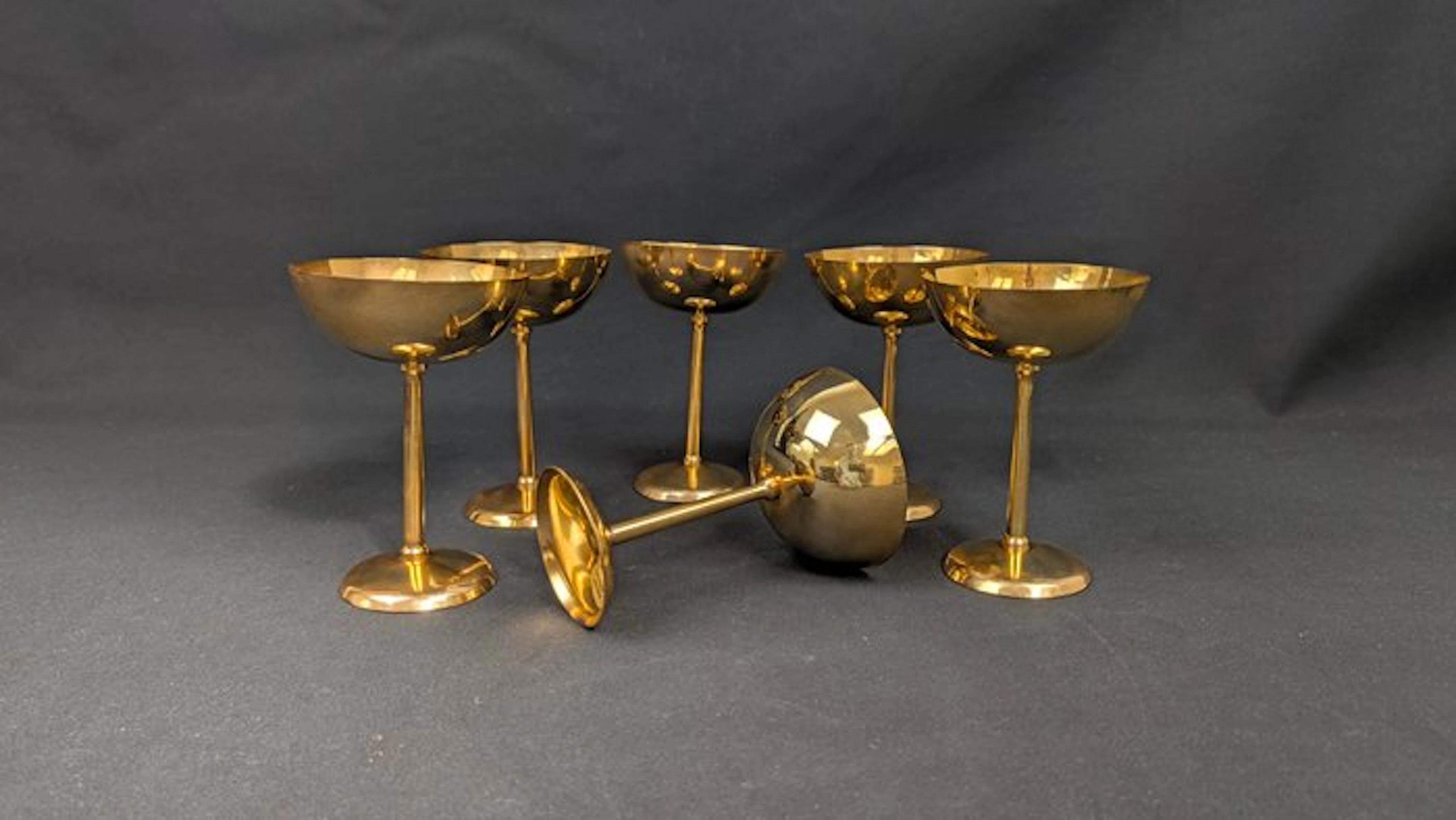 Freddi Argenteria - Goblet (6) - Gold plated - Ice cream bowls for 6 people