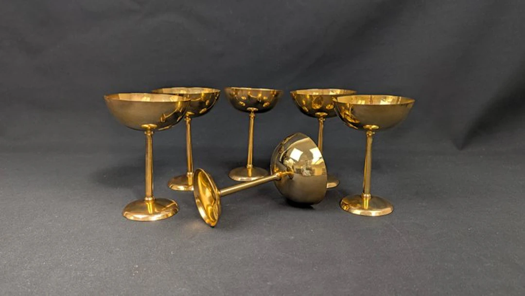 Freddi Argenteria - Goblet (6) - Gold plated - Ice cream bowls for 6 people