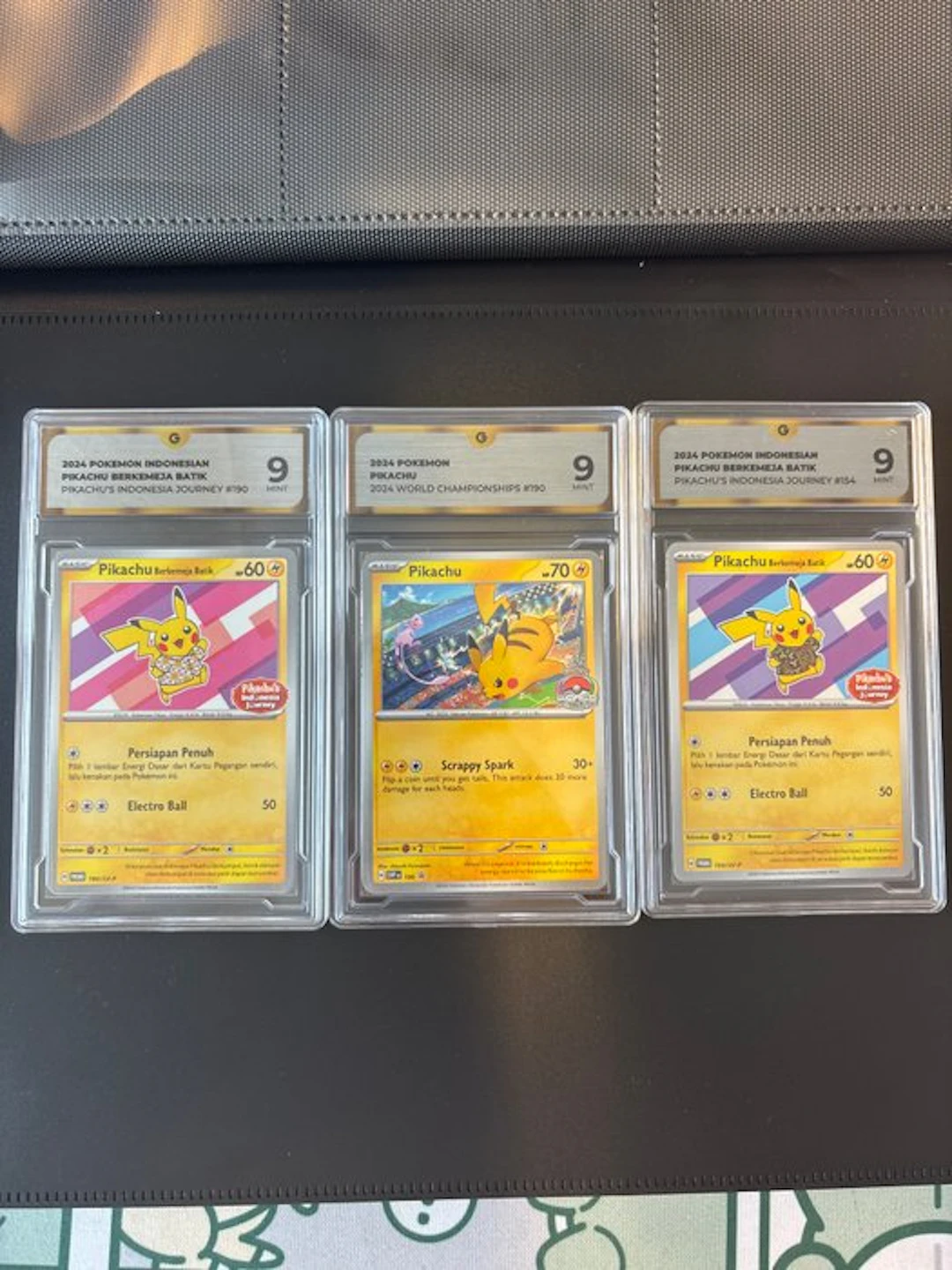 Pokémon - 3 Graded card Pikachu Graded Card Lot! Includes Batik’s! - GG 9