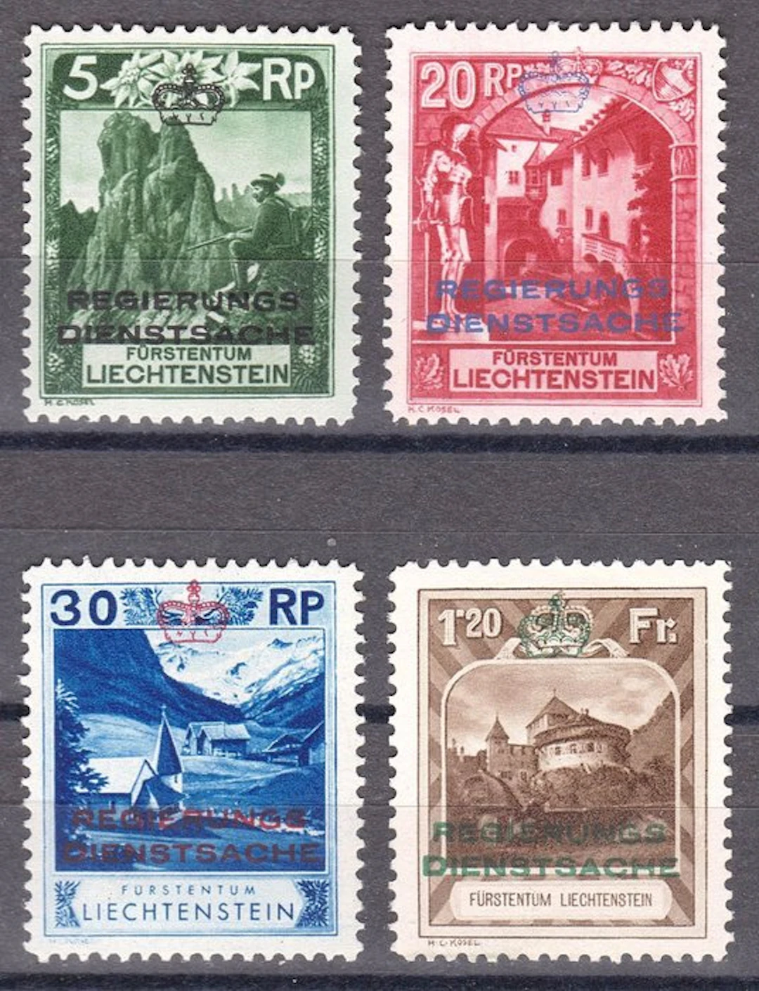 Liechtenstein 1932 - "Service stamps" selection of 4...