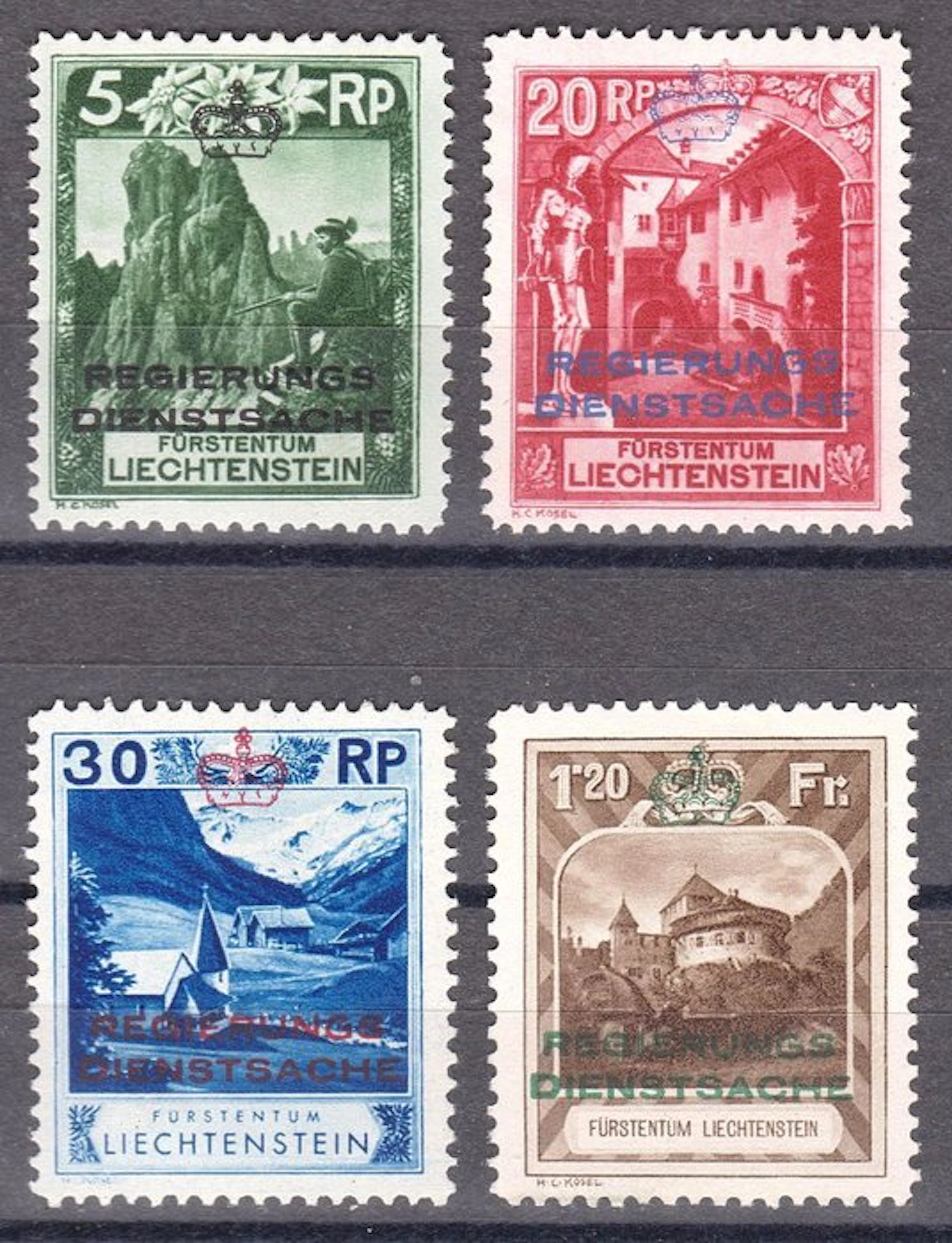 Liechtenstein 1932 - "Service stamps" selection of 4...
