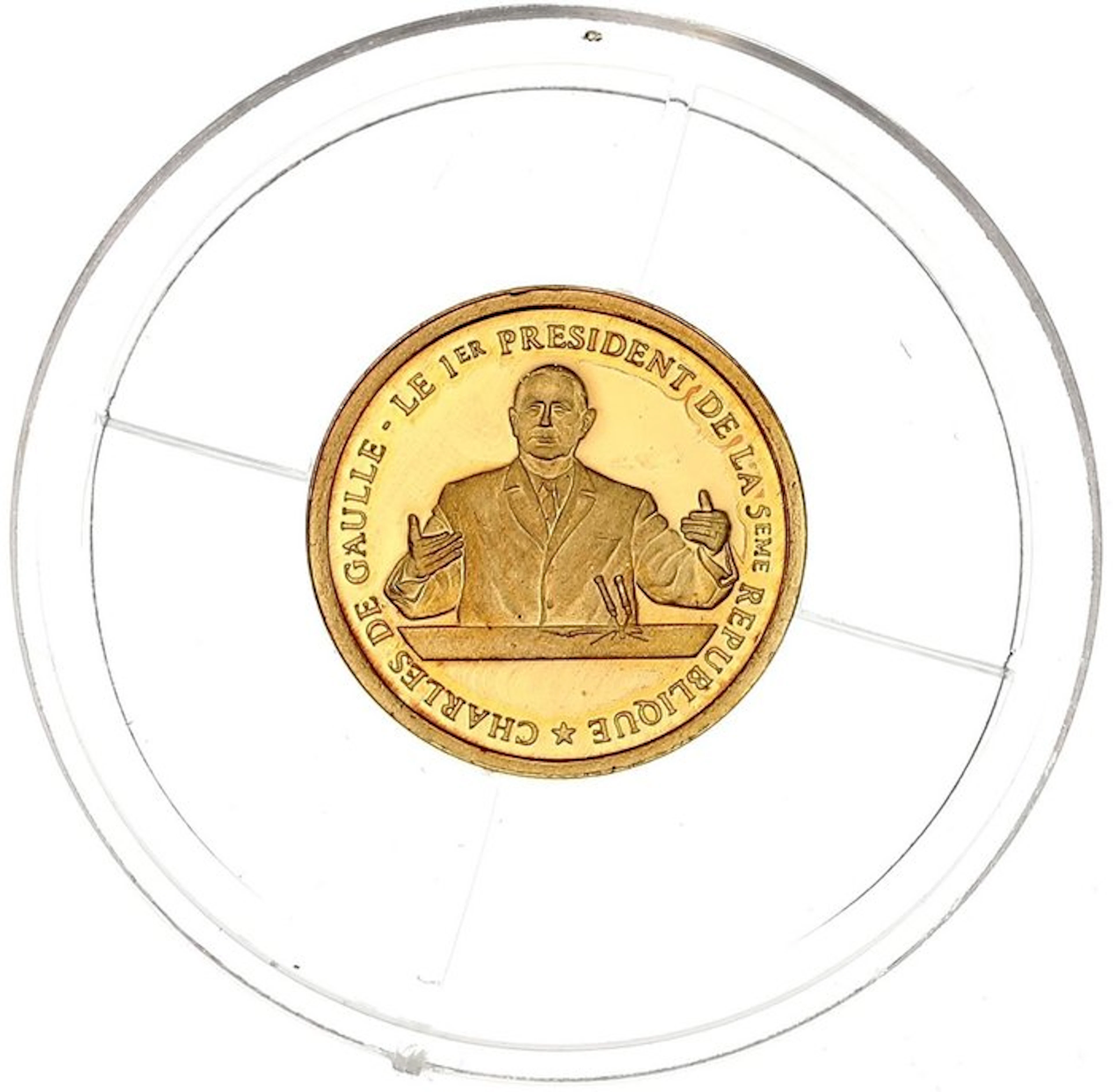 0,5 gram - Gold .585 - France - De Gaulle - 1er président...