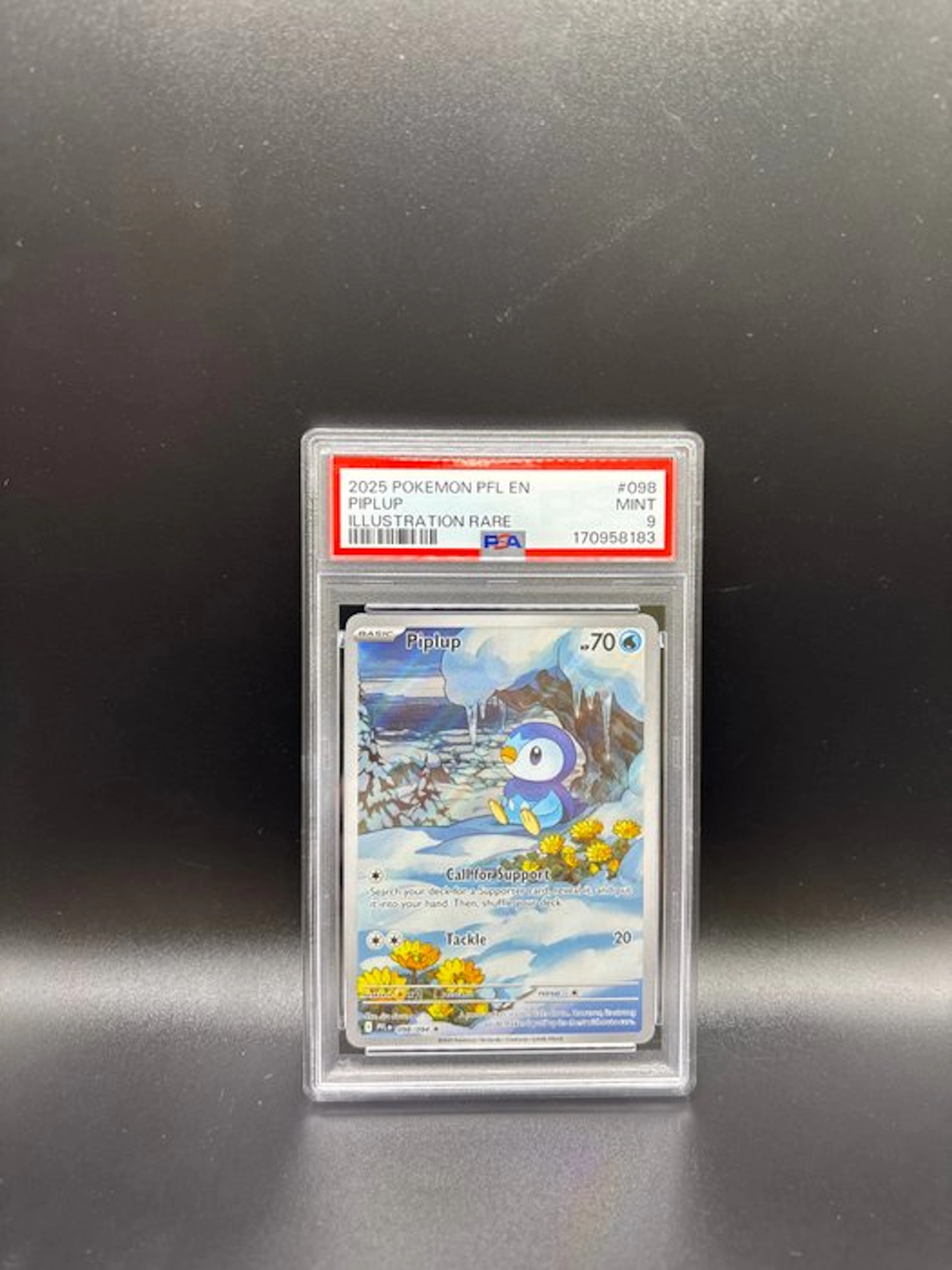 Pokémon - 1 Graded card - Piplup 098 Phantasmal Flames Full art - PSA 9