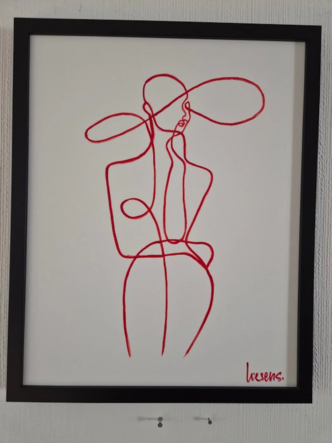 Liesens - She is a lady (Handpainted on white canvas met lijst)