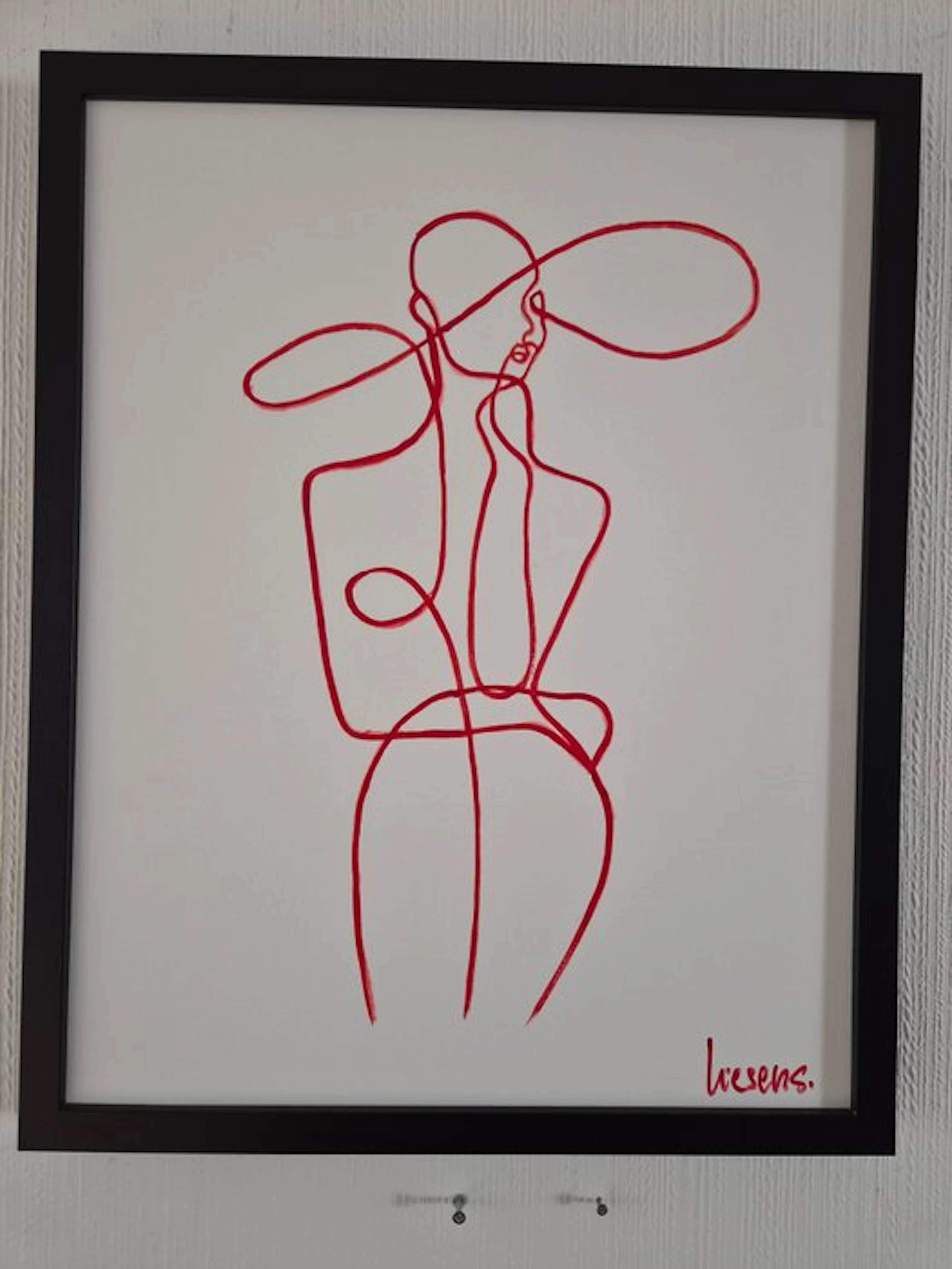 Liesens - She is a lady (Handpainted on white canvas met lijst)