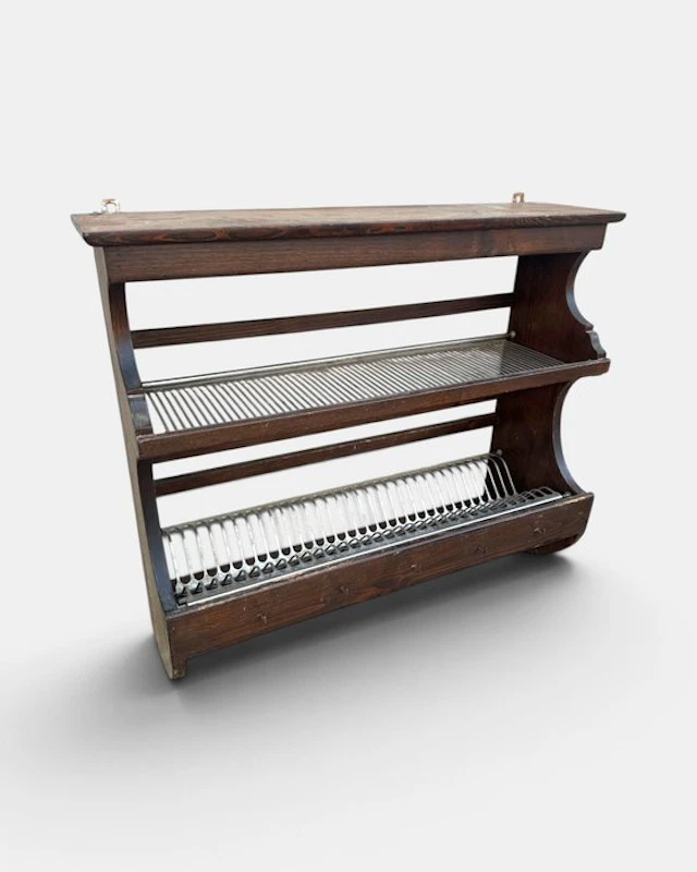 Cabinet on stand - Wood, Steel - Vintage plate rack
