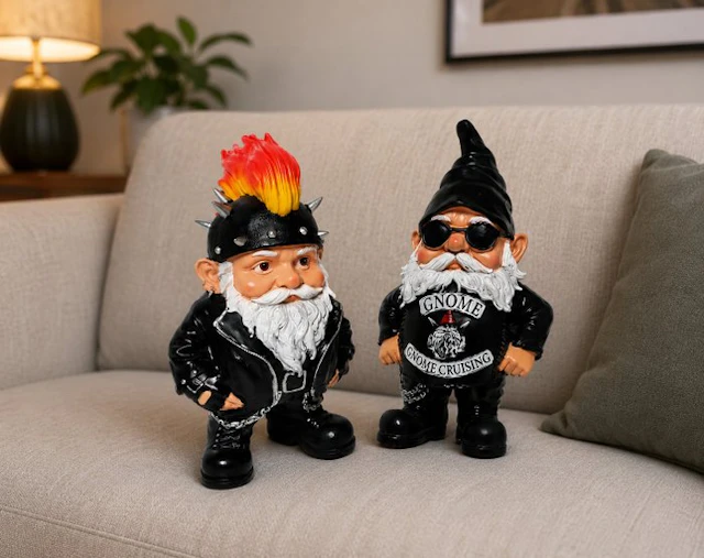 Statue, biker gnome - 23 cm - polyresin