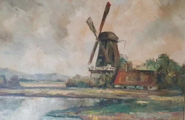 German school (XX) - Windmühle am Meer
