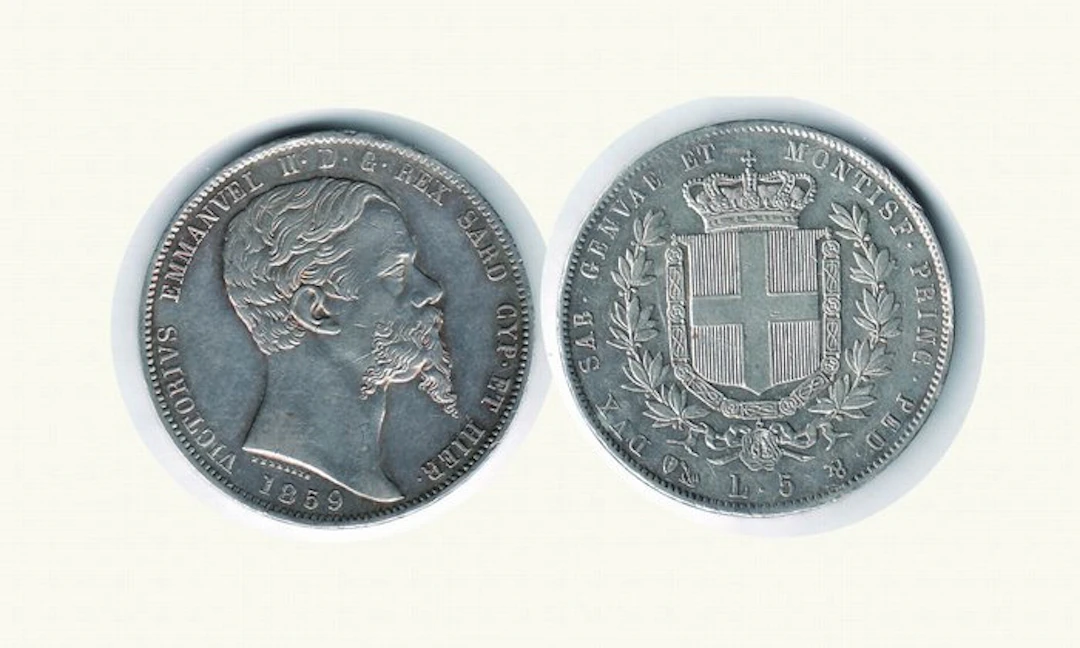 Italy, Savoy Vittorio Emanuele II. 5 Lire 1859 Genova