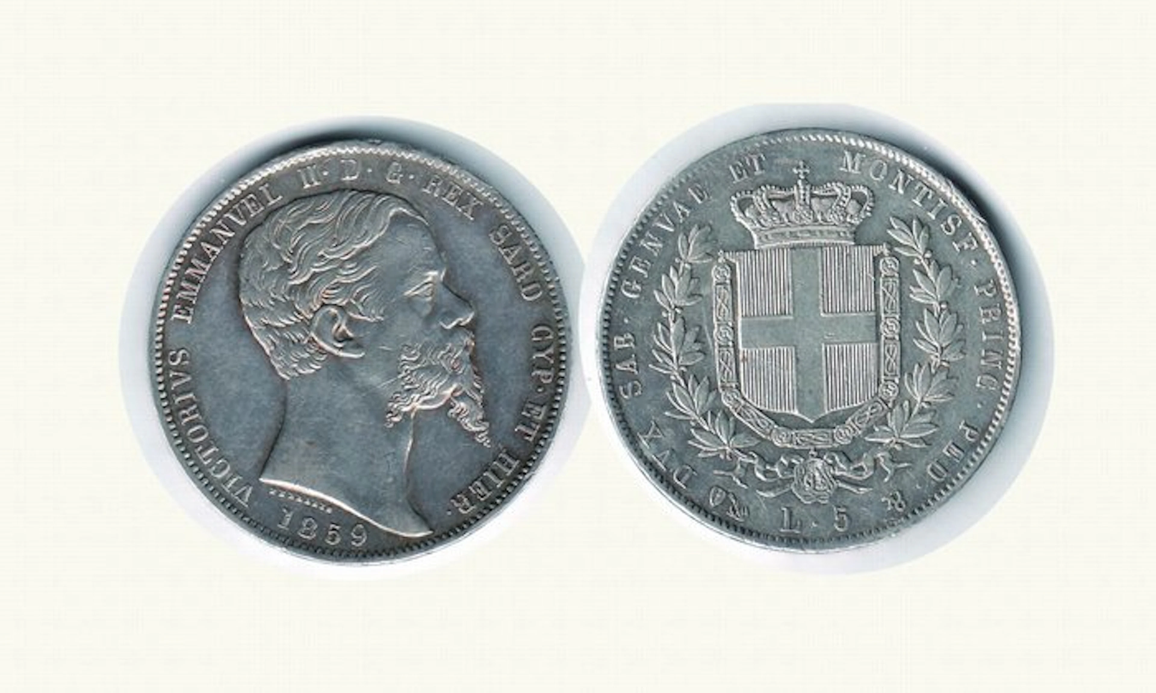 Italy, Savoy Vittorio Emanuele II. 5 Lire 1859 Genova