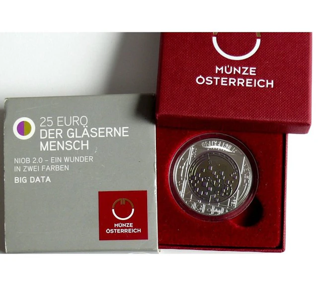 Austria. 25 Euro 2020 "Der Gläserner Mensch" NIOB Proof (No reserve price)