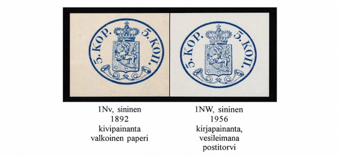 Finland - 5 kopecks blue – reprints from 1892 and 1956 – Types 1N V and 1N VI