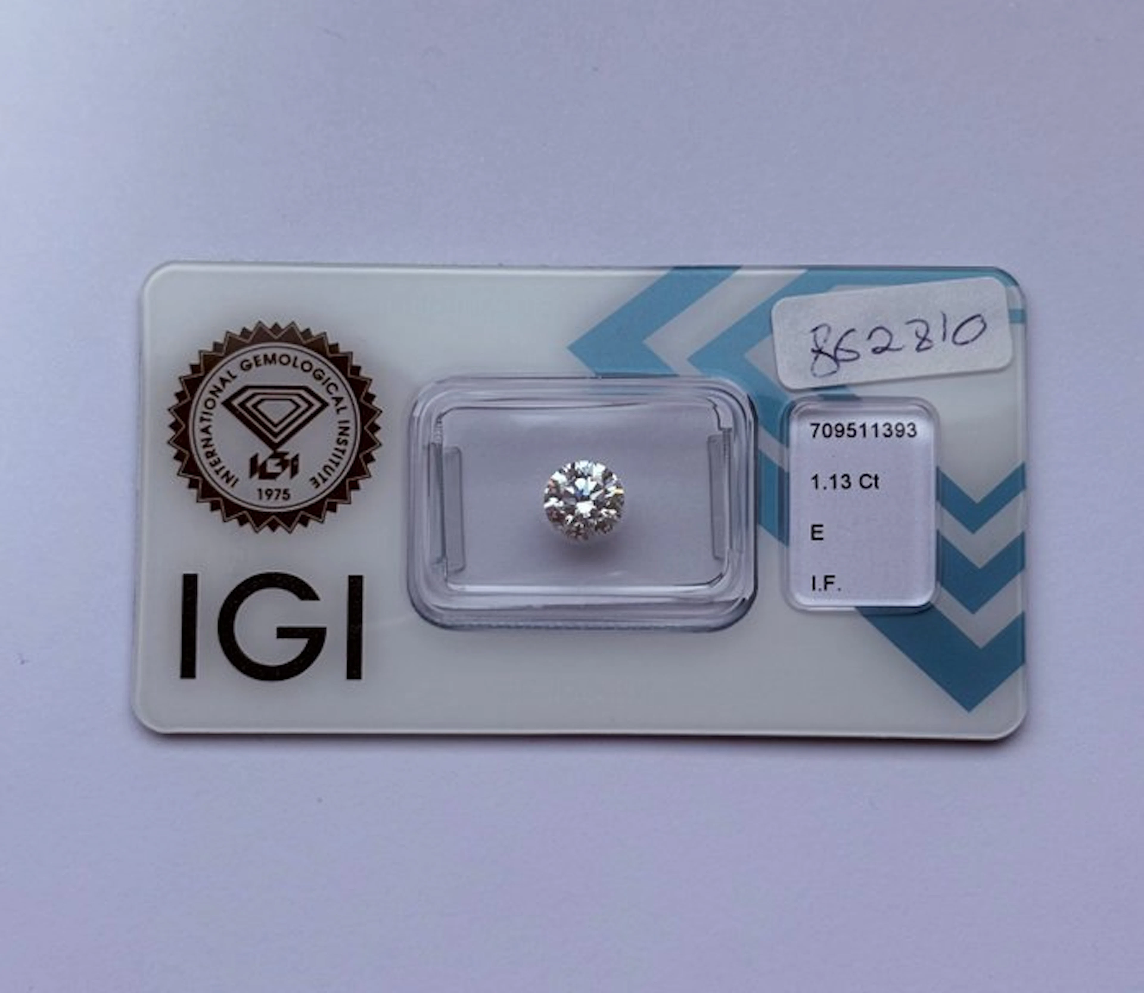 1 pcs Diamond (Natural) - 1.13 ct - Round - E - IF...