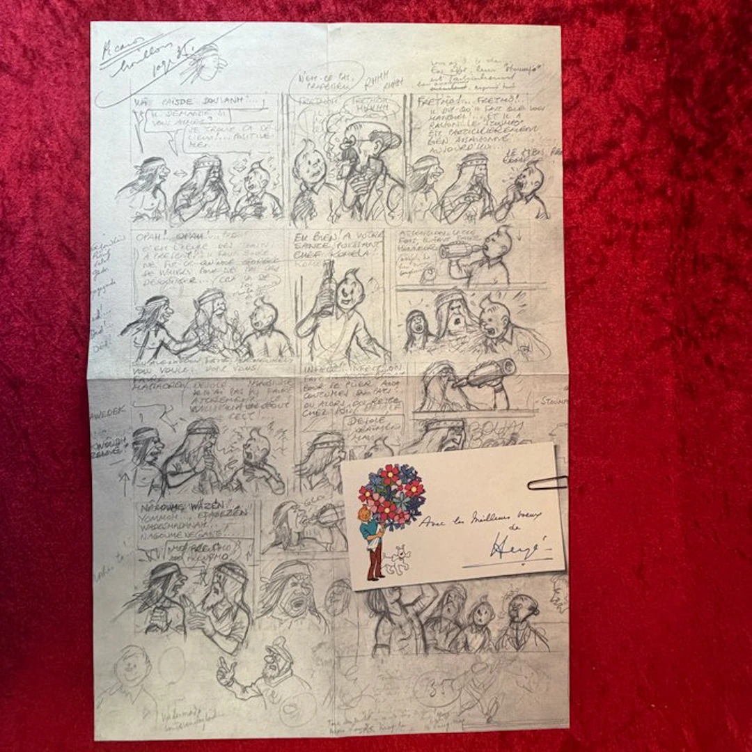 Kuifje - Wenskaart Hergé - gesigneerd - 1 Greeting card - Limited edition