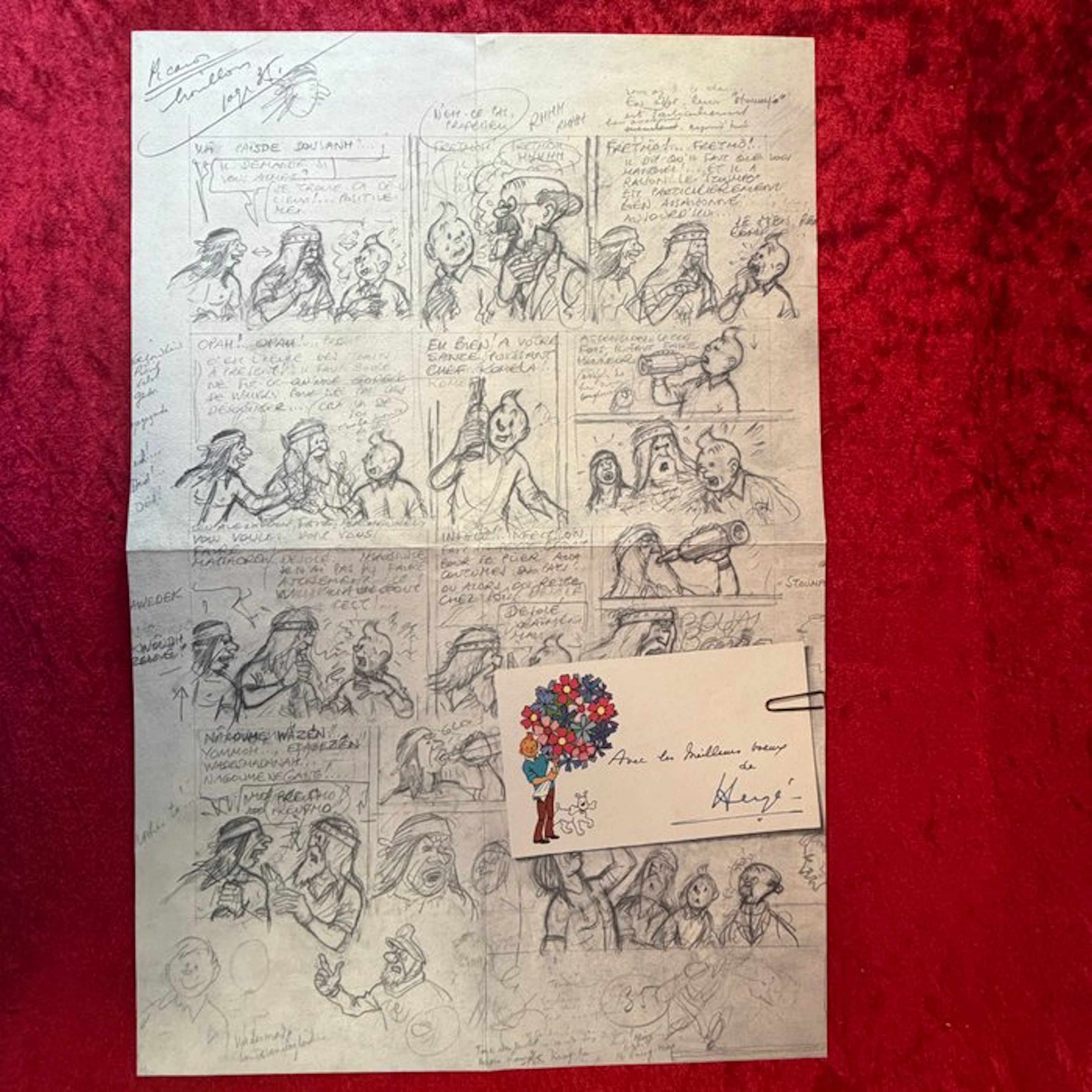 Kuifje - Wenskaart Hergé - gesigneerd - 1 Greeting card - Limited edition