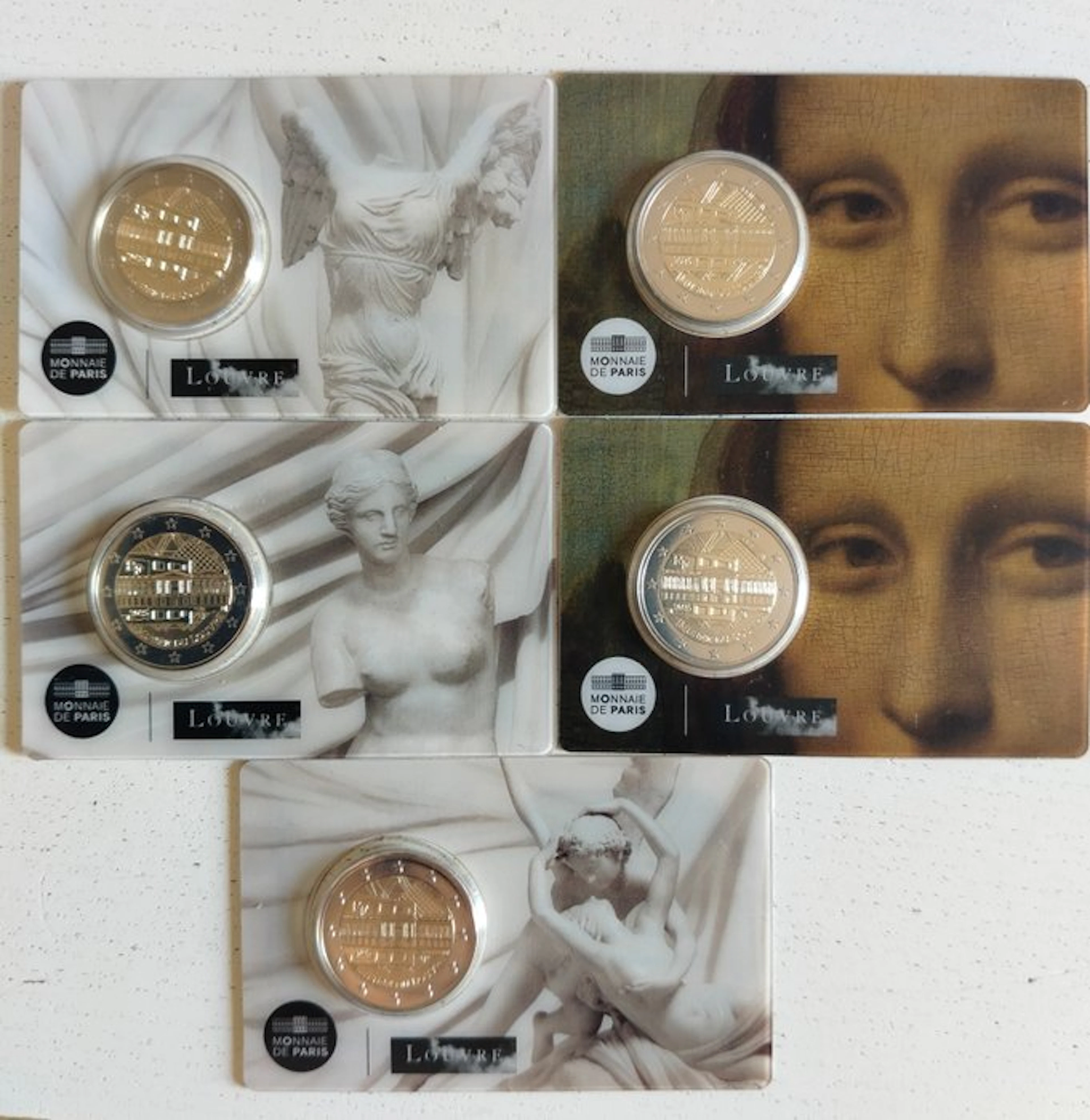 France. 2 Euro 2025 "Musée du Louvre" (5 coincards) (No reserve price)