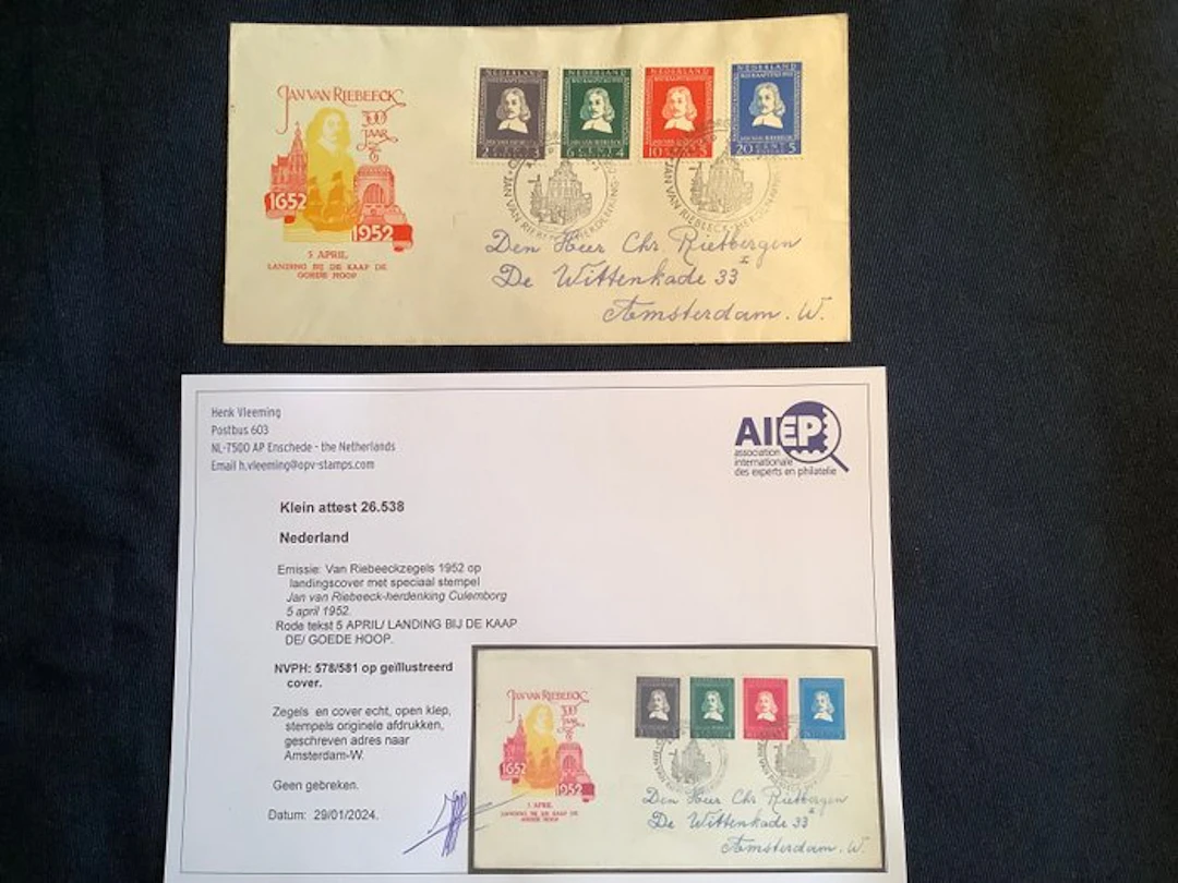 Netherlands 1952 - Special – Van Riebeeck stamps on...