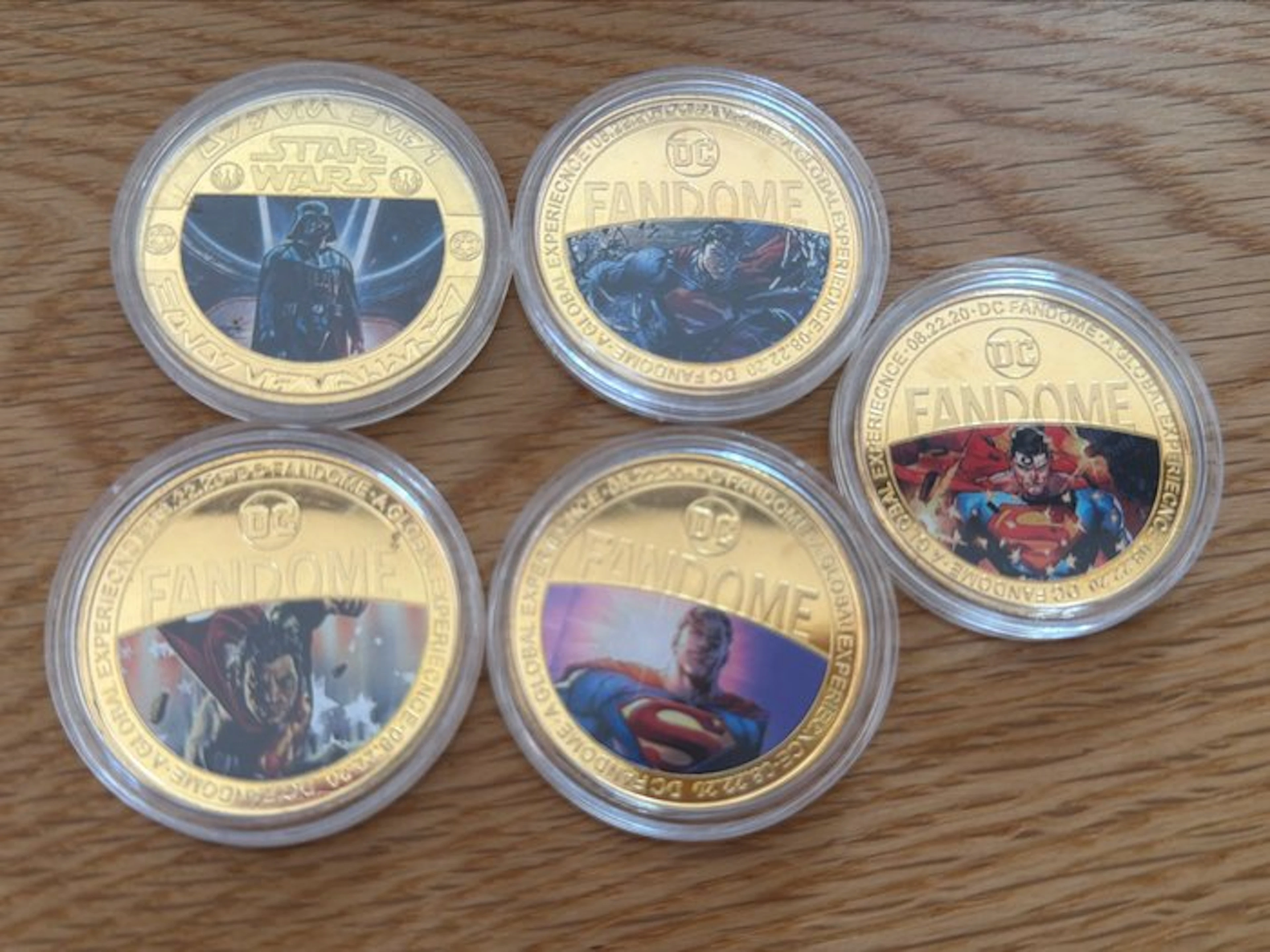 World. Medal ND, Superman / Darth Vader Colorized - 5 x 12g (No reserve price)