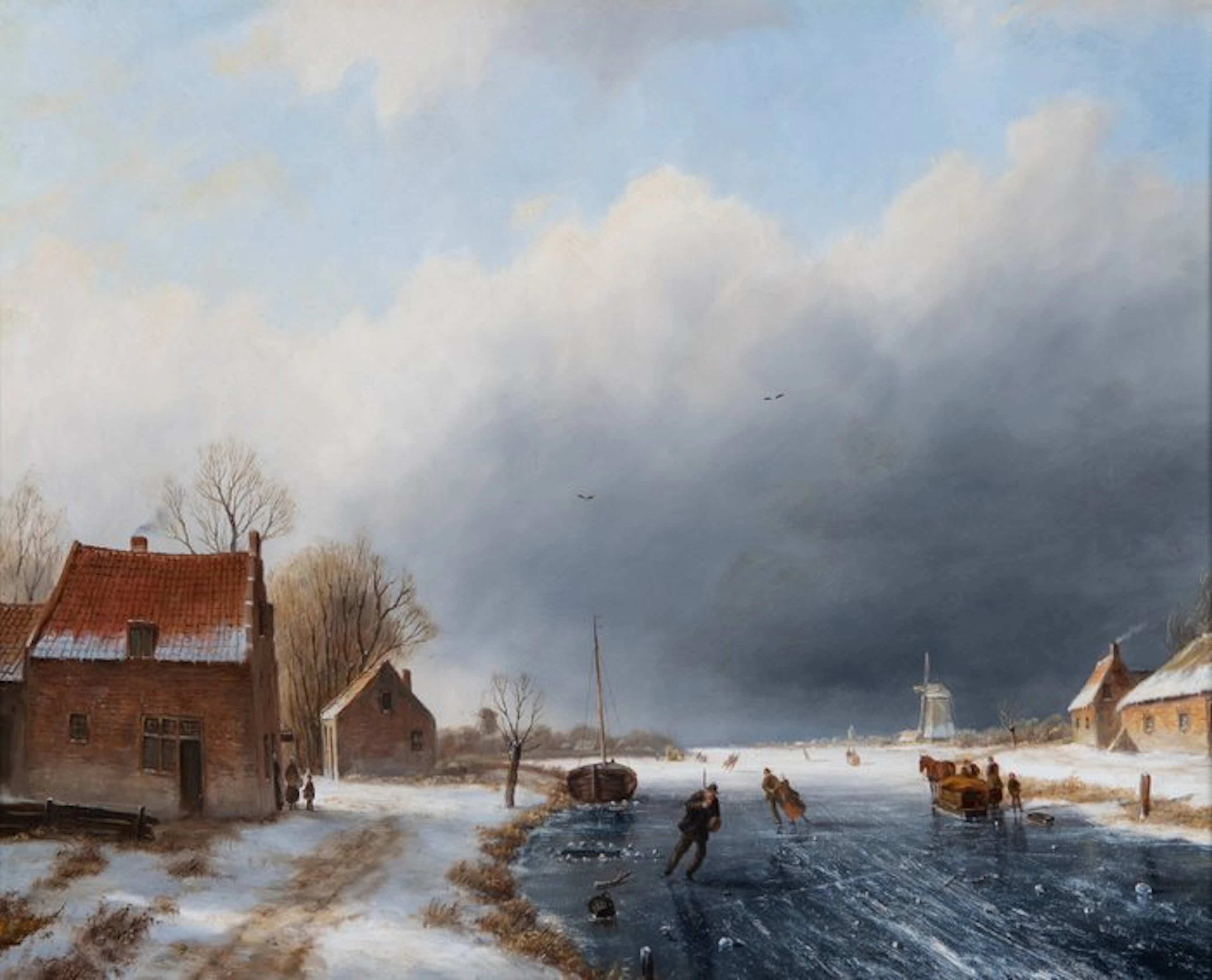 Hester Zaalberg (1836-1909), Attributed to - Winterlandschap & ijstafereel