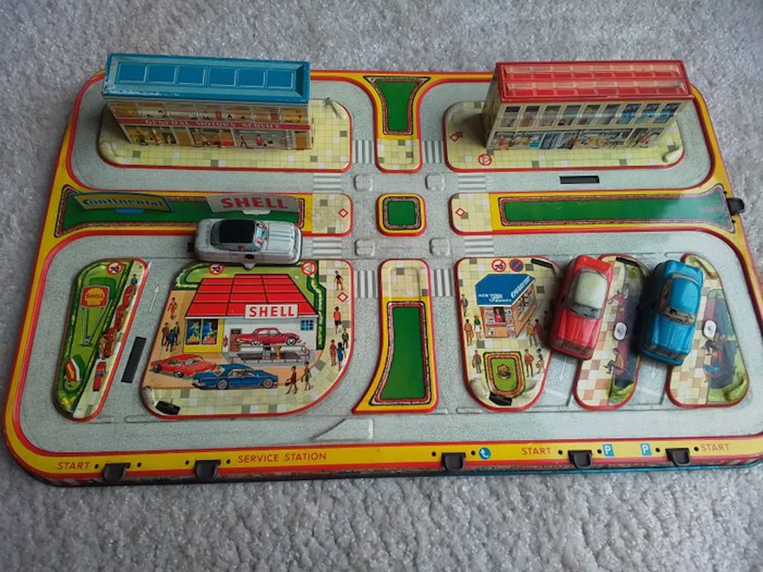 Technofix - 313. CITY TRAFFIC - Wind-up tin toy - 1950-1959 - Germany