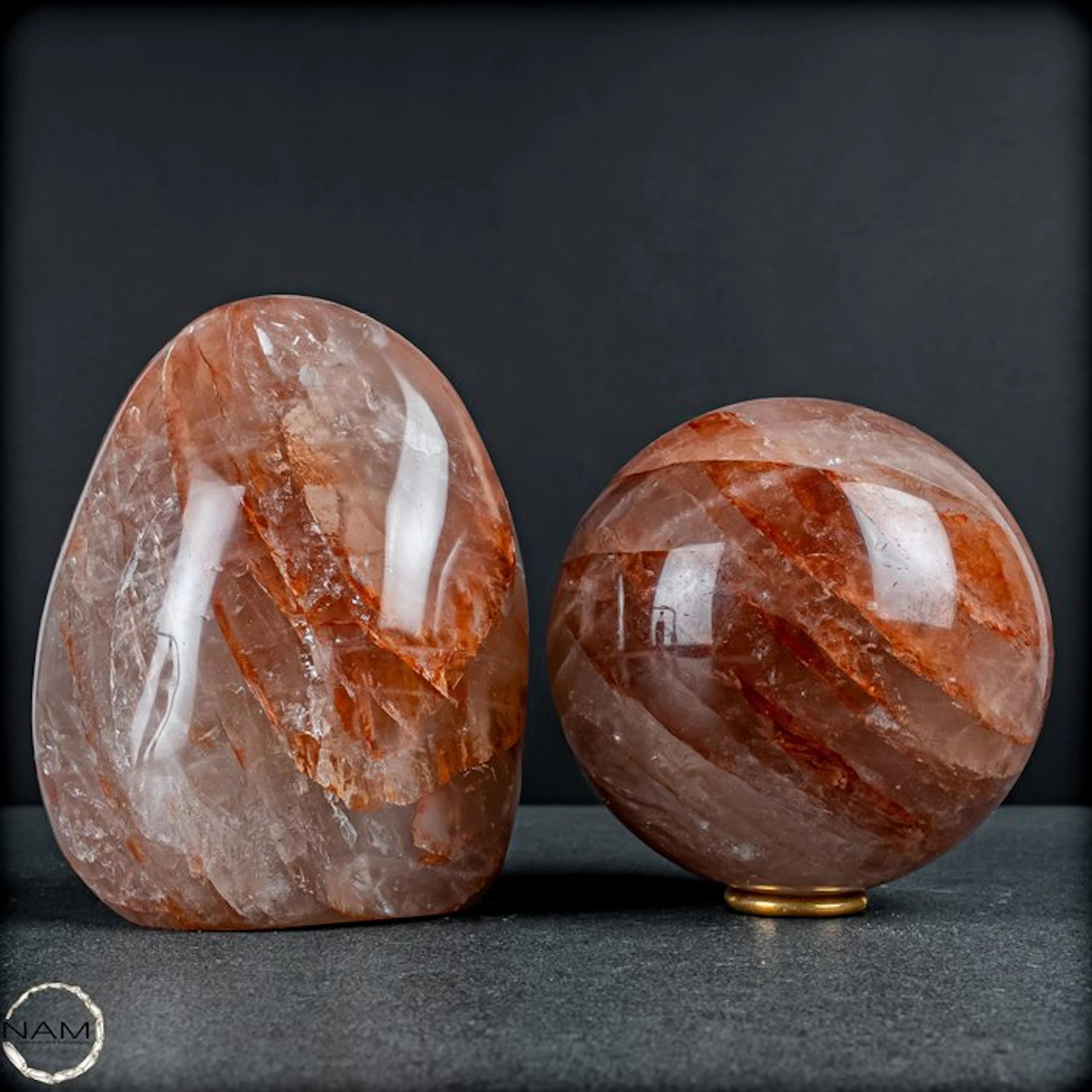 Feuerquarz-Set – Two fascinating unique pieces with...